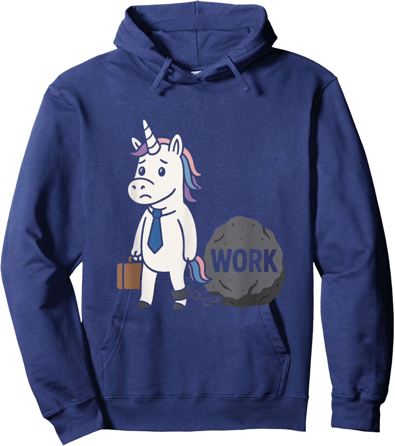 Funny Work Unicorn Chained to Rock Office Humor Burnout Hoodie - Hoodie | Navy