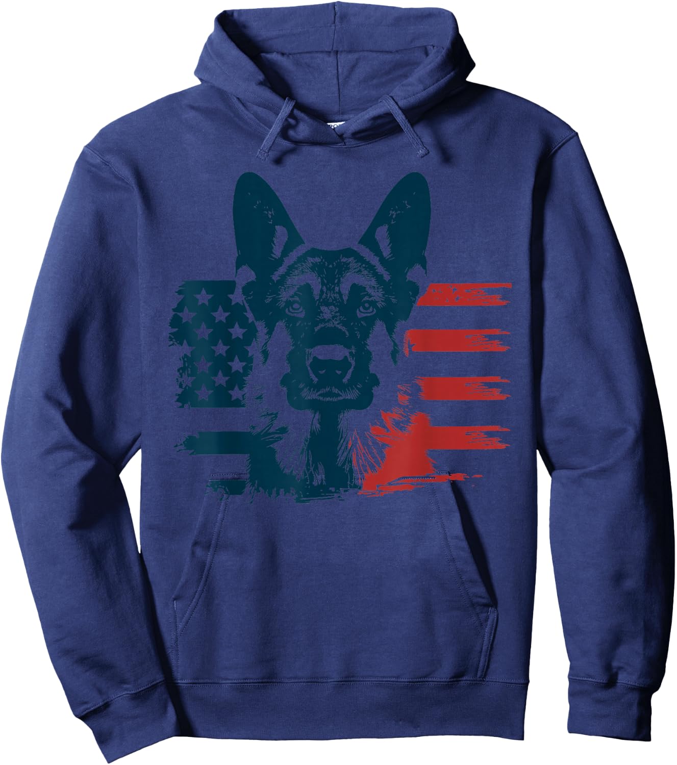 Patriotic German Shepherd American Flag 4th of July Shepherd Hoodie - Hoodie | Navy