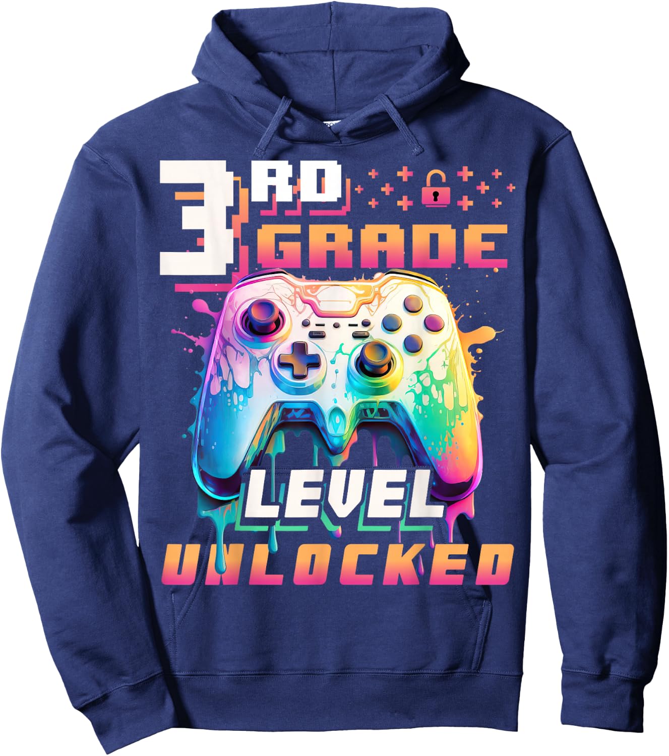 Back to School 3rd Grade Boys Gamer First Day School Level Hoodie - Hoodie | Navy
