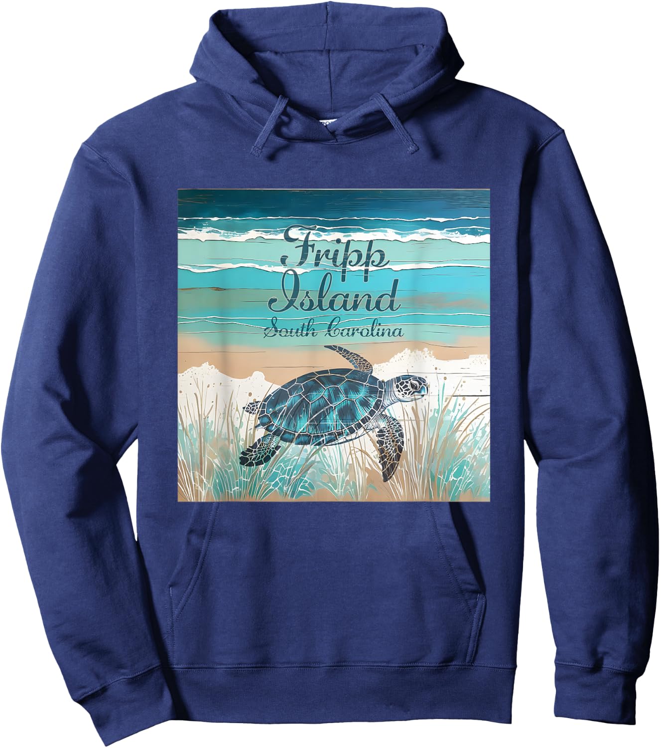 Fripp Island South Carolina Sea Turtle Beach Decor Hoodie - Hoodie | Navy