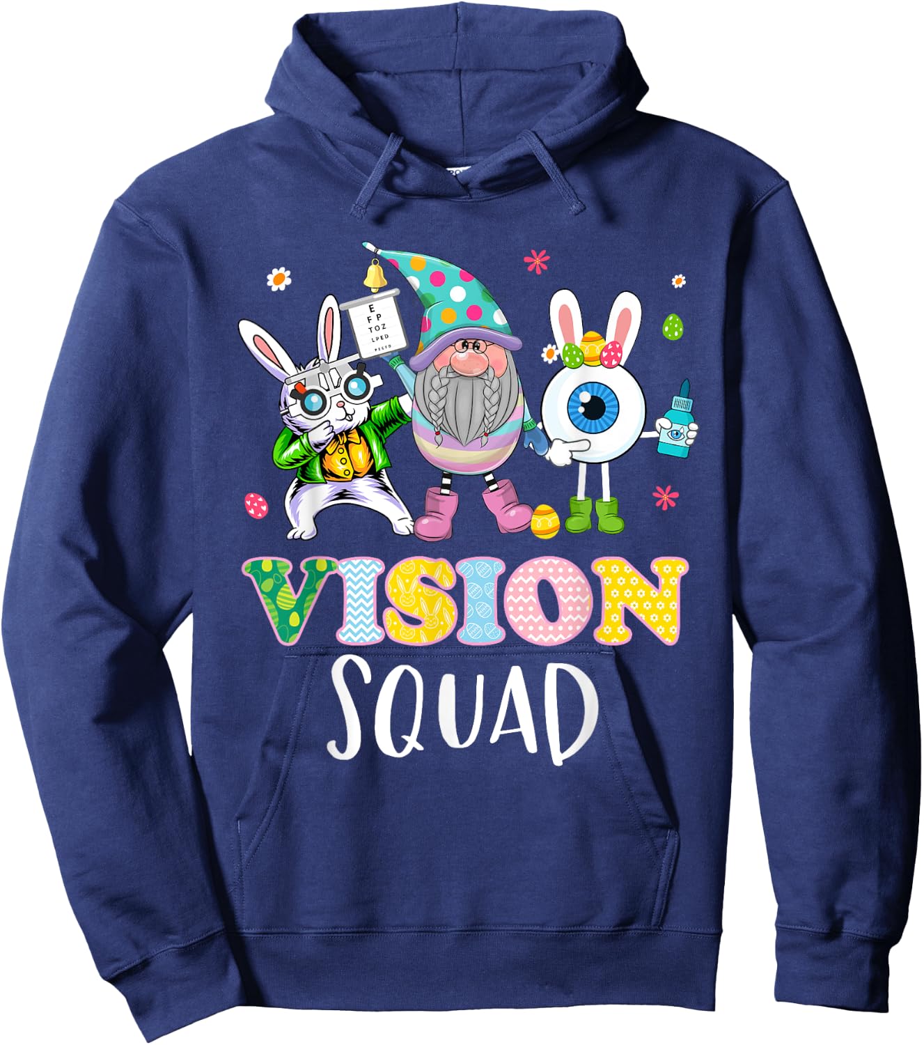 Funny Vision Squad Optometry Optometrist Bunny Easter Day Hoodie - Hoodie | Navy