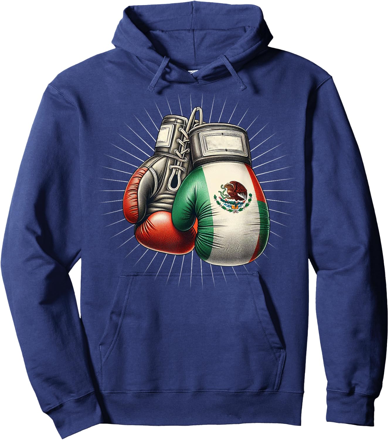 Mexican Vintage Style Boxing flag Mexico Boxing gloves Great Hoodie - Hoodie | Navy