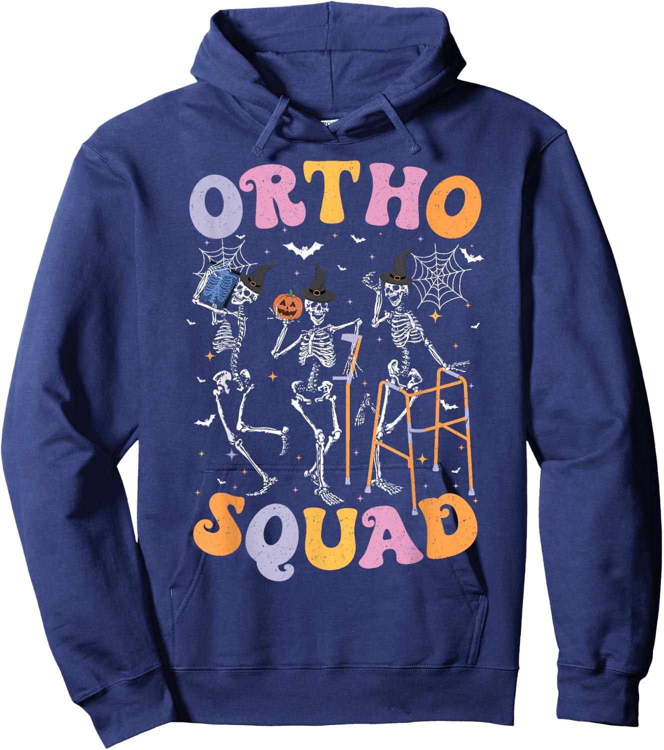 Ortho Squad Halloween Pumpkin Dancing Orthopedic Skeletons Hoodie - Hoodie | Navy