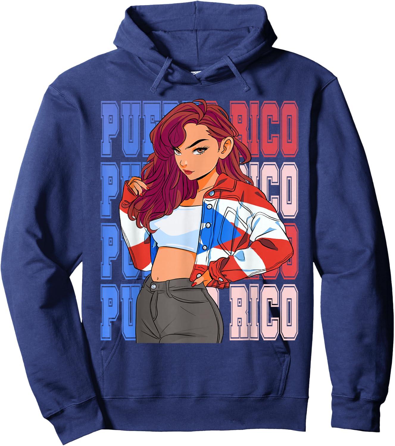 Puerto Rico Girl Boricua Rican Hispanic Heritage Month Hoodie - Hoodie | Navy