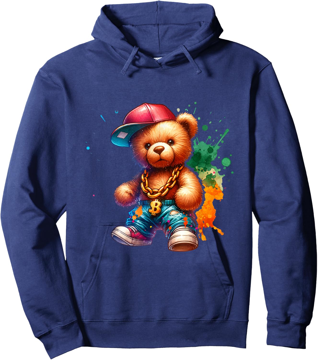 Hip Hop Bear Colourful Teddy Bear Urban Gangster Teddy Bear Hoodie - Hoodie | Navy