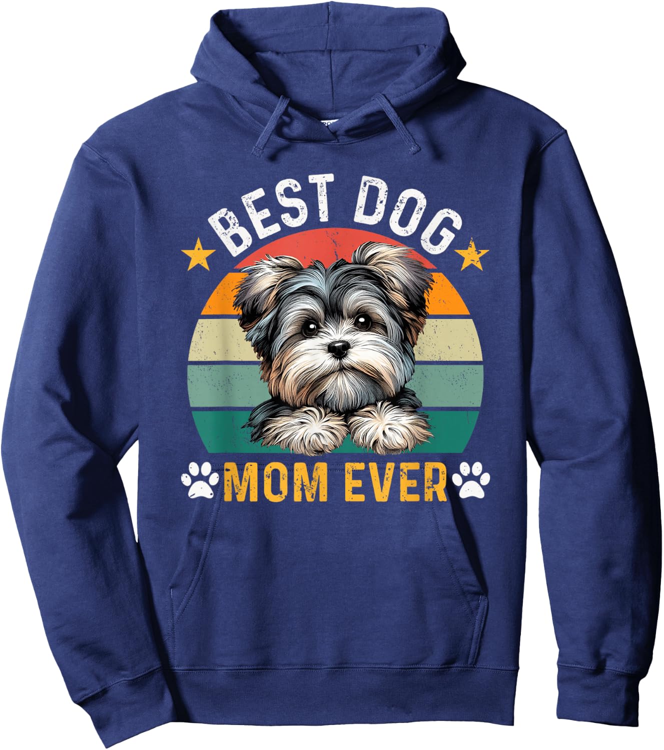 Best Morkie Dog Mom Ever Funny Dogs Owner Retro Hoodie - Hoodie | Navy
