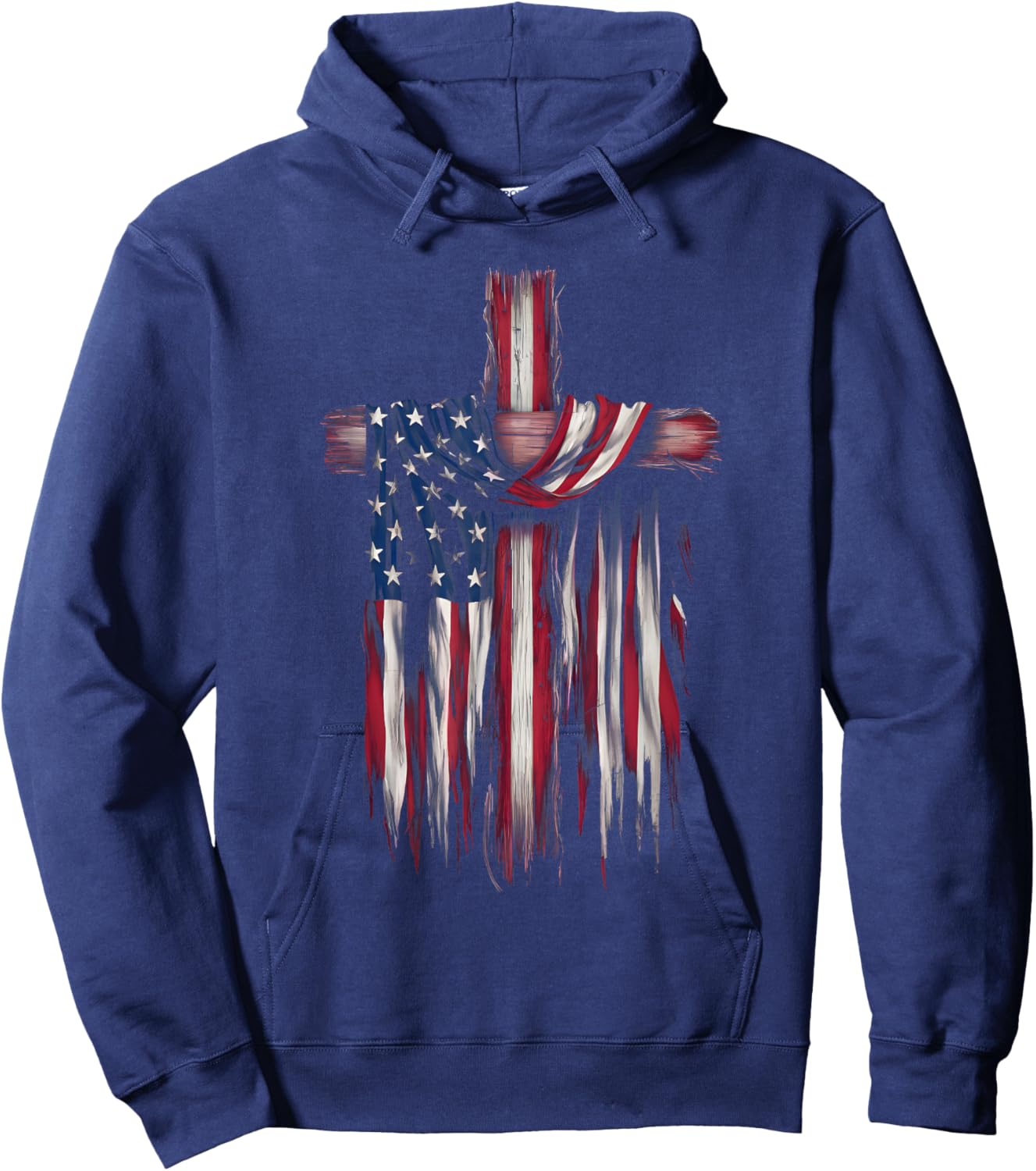 USA Flag Religious Quote 4th of July Christian Faith Hoodie - Hoodie | Navy