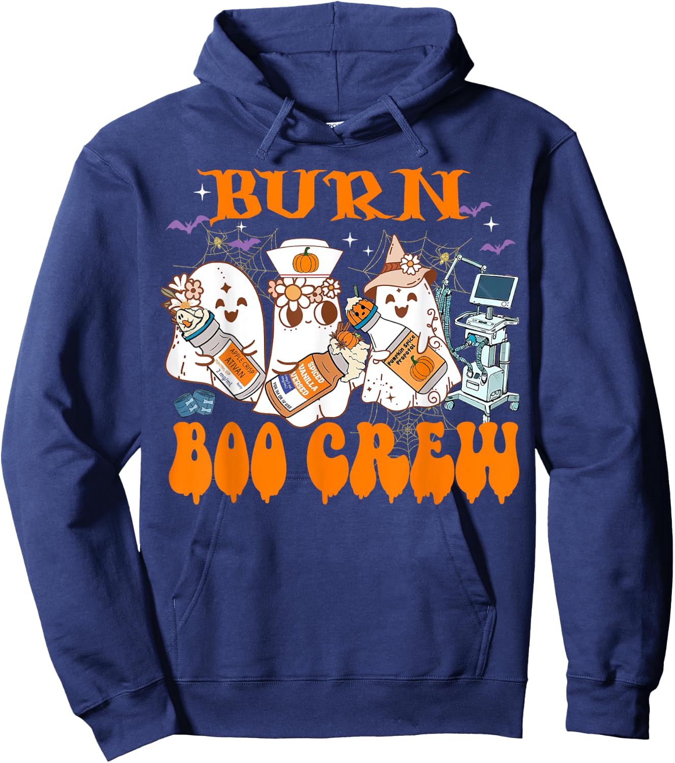Burn Nurse Halloween Anesthetist Boo Crew Squad Hoodie - Hoodie | Navy