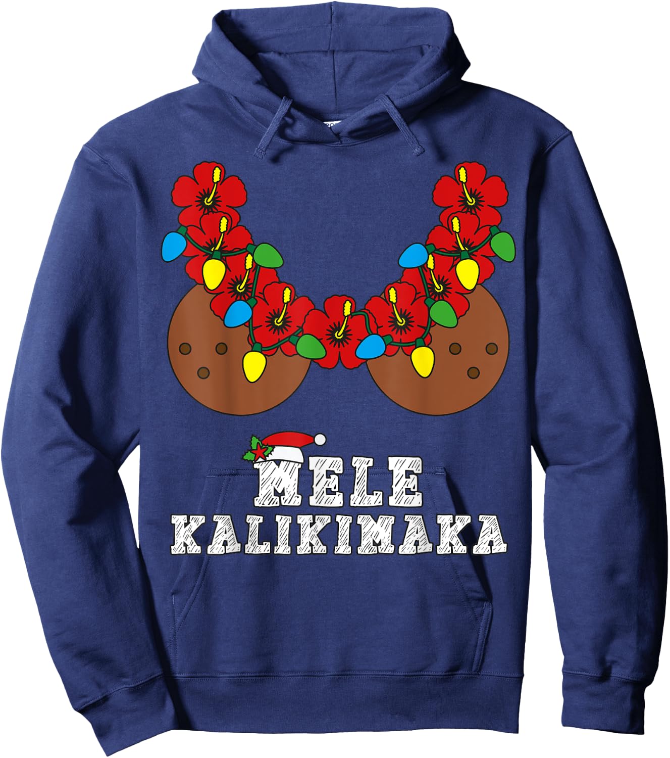 Christmas in July Mele Kalikimaka Coconut Bra Hawaiian Beach Women Hoodie - Hoodie | Navy