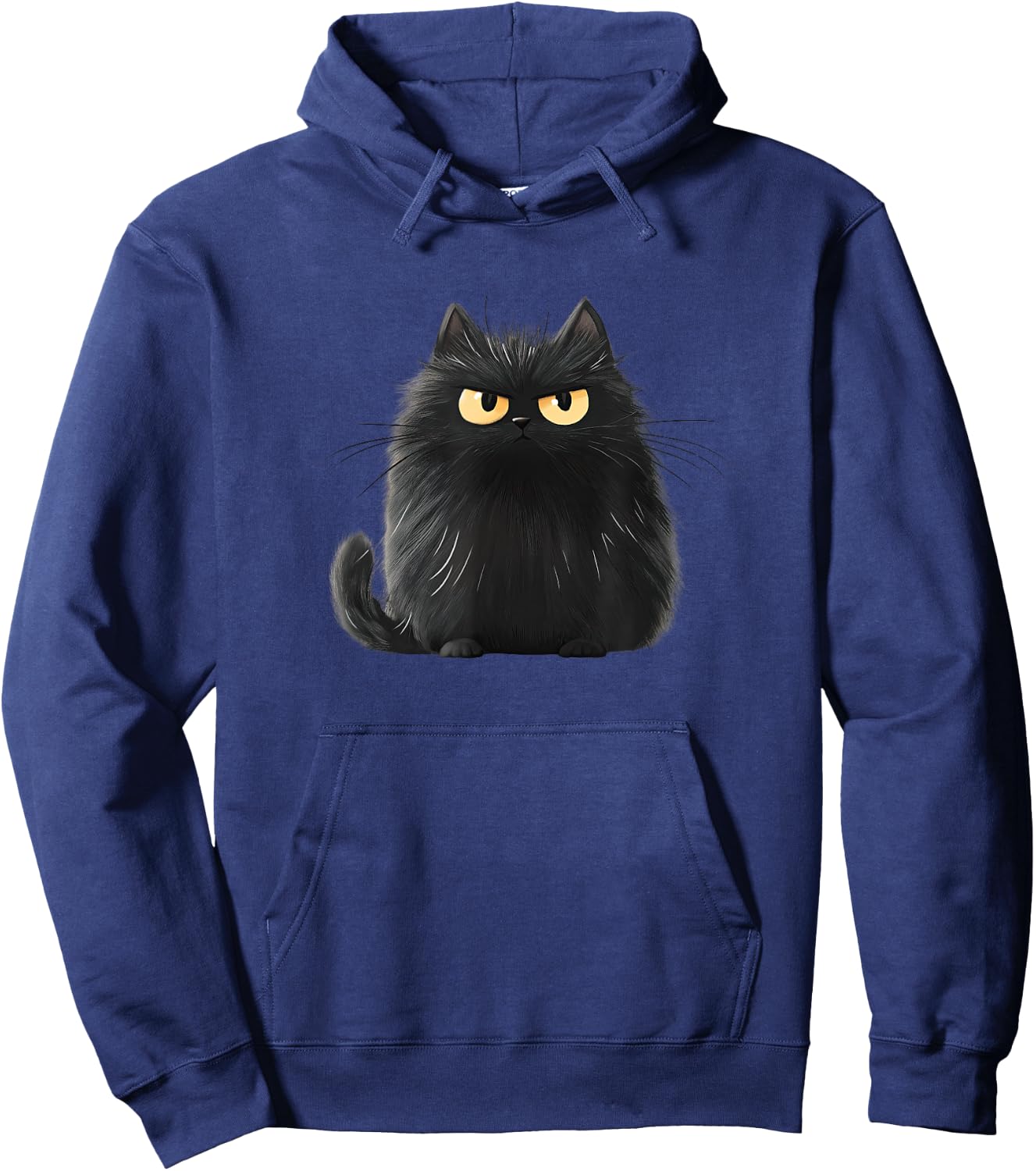 Cute, Fat, Black Cat Hoodie - Hoodie | Navy