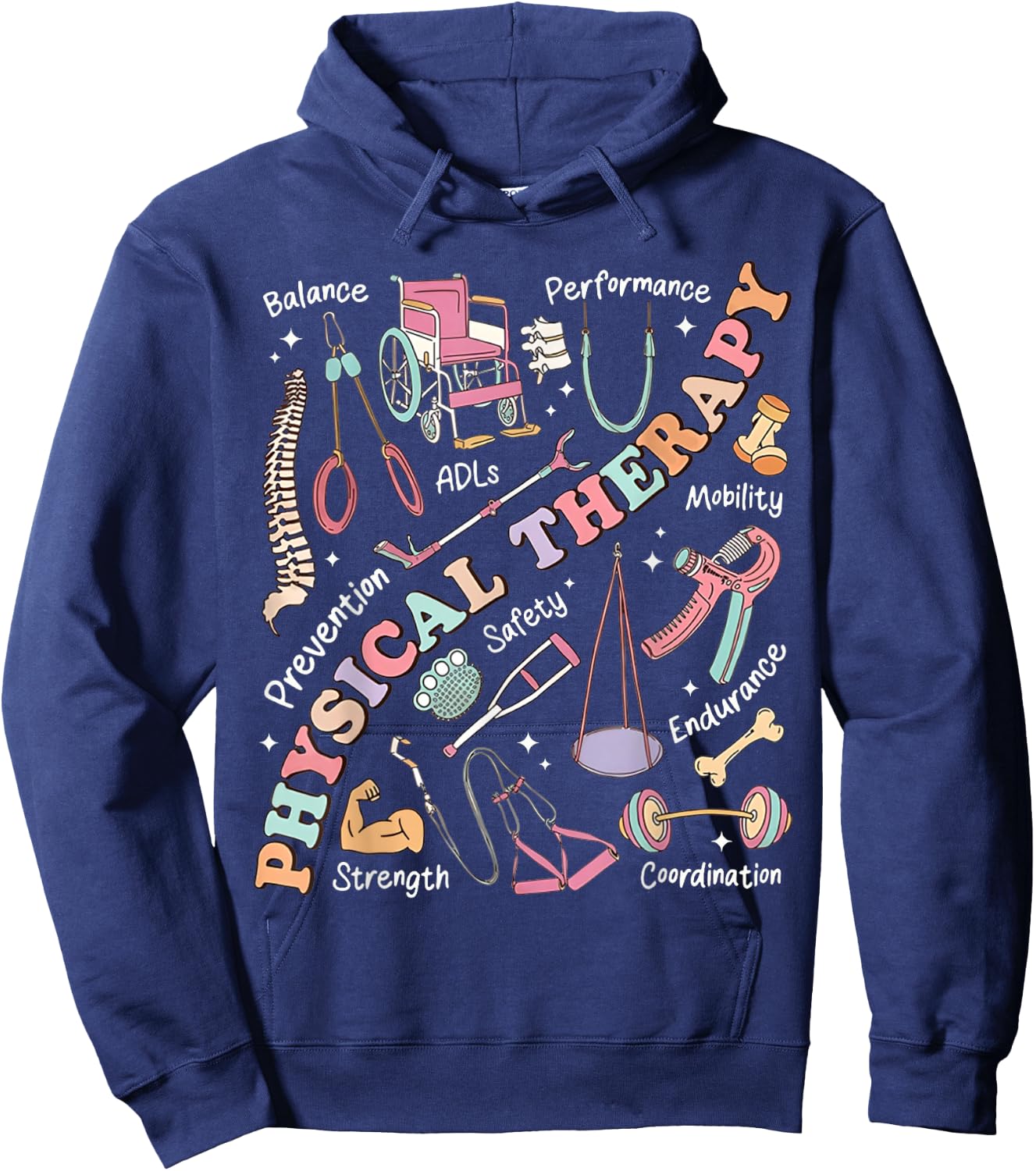 Retro Groovy Physical Therapy PT Exercise DPT Therapist PTA Hoodie - Hoodie | Navy