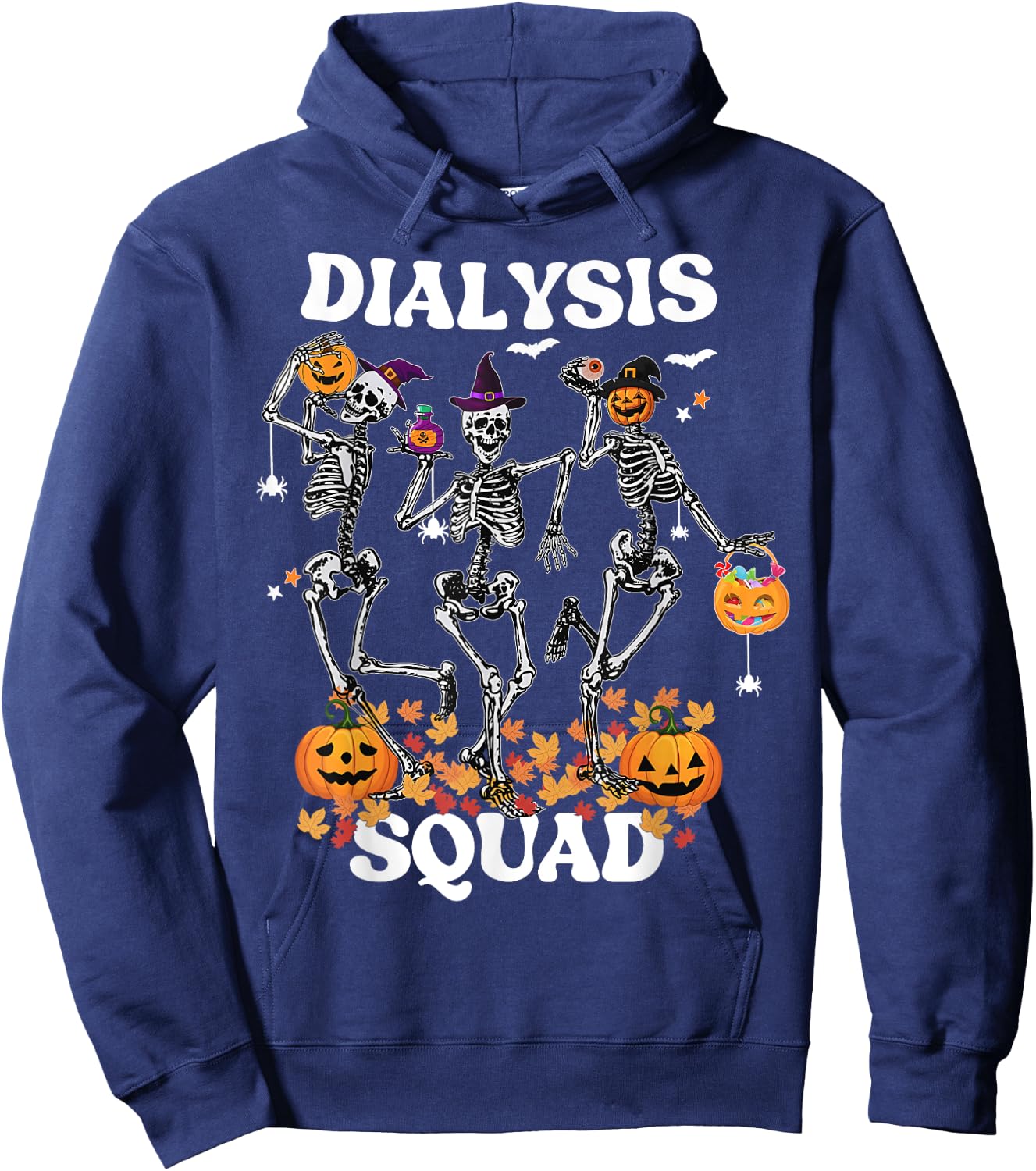 Spooky Dialysis Squad Nurse Skeleton Dancing Dialysis Tech Hoodie - Hoodie | Navy