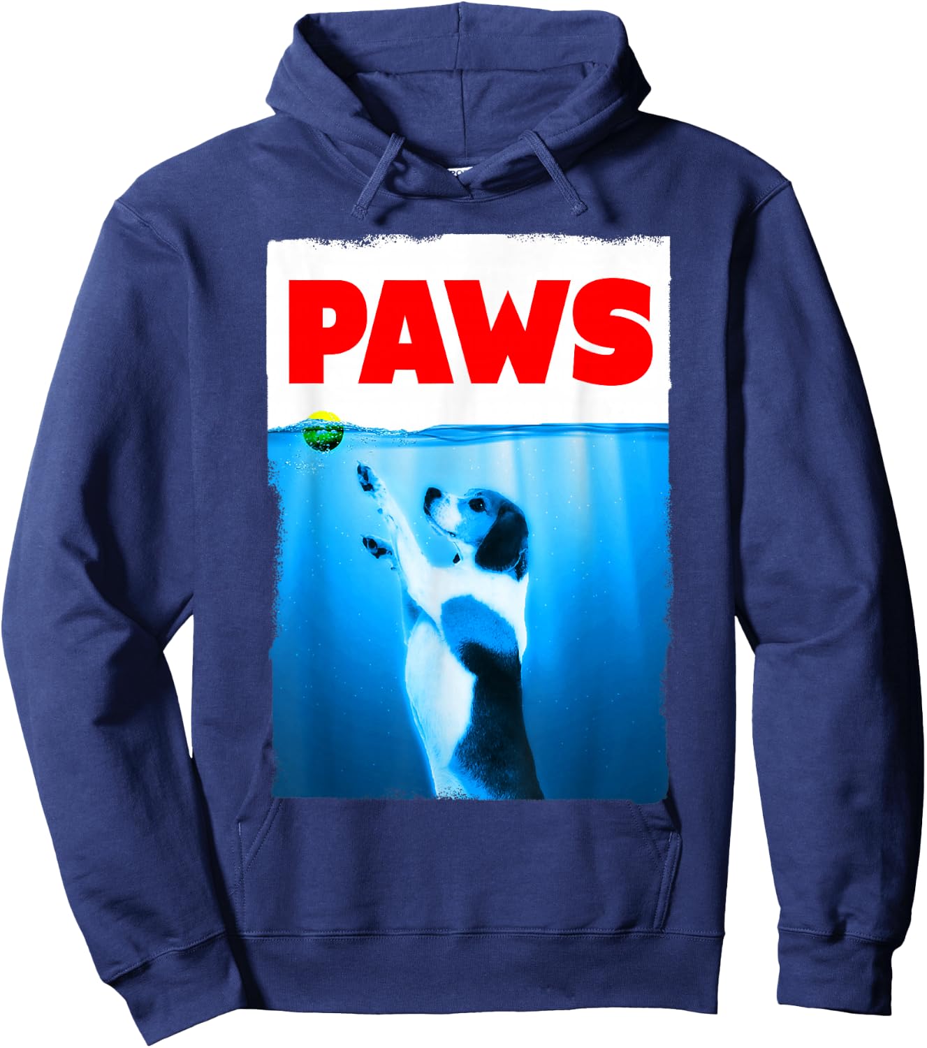 Paws Dog Parody Tennis Ball Hoodie - Hoodie | Navy