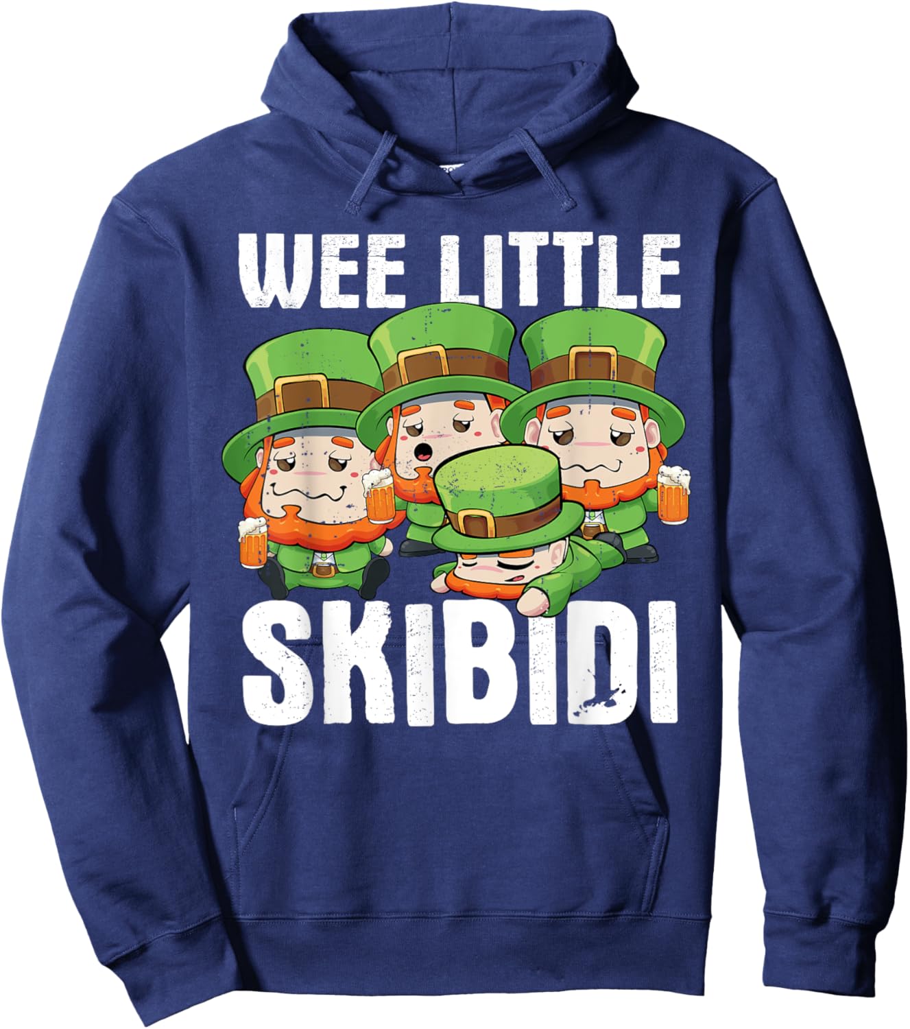 Wee Little Skibidi St. Patricks Day Leprechauns Funny Hoodie - Hoodie | Navy