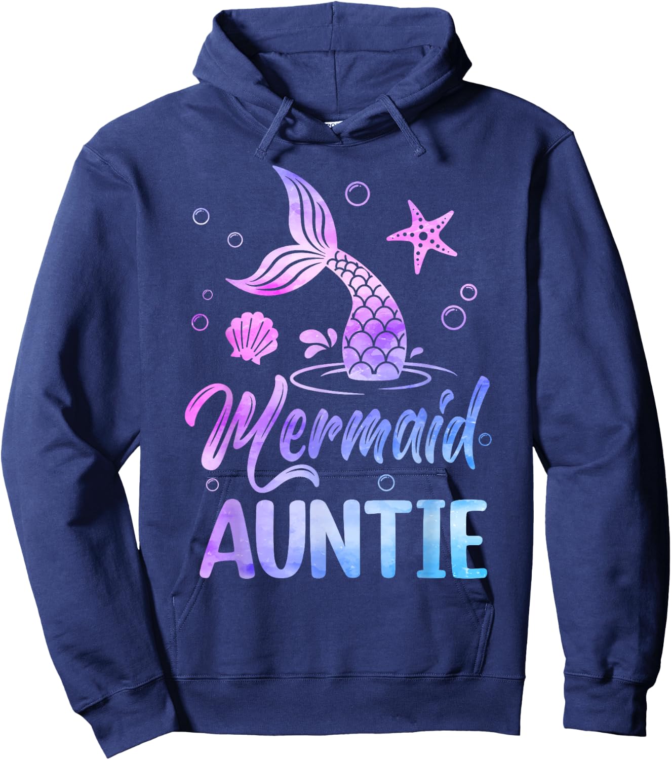 Mermaid Auntie Tail Matching Mermaid Squad Birthday Party Hoodie - Hoodie | Navy