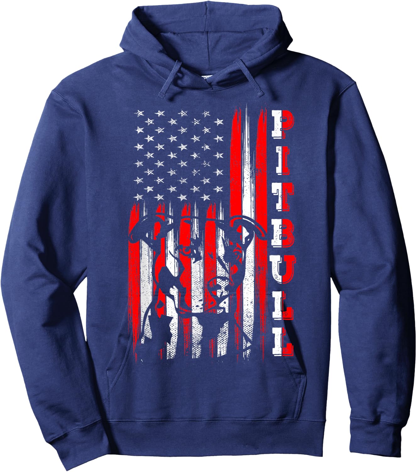Proud American Pitbull Terrier Flag Funny Dog Dad Mom Gifts Men Women Hoodie - Hoodie | Navy