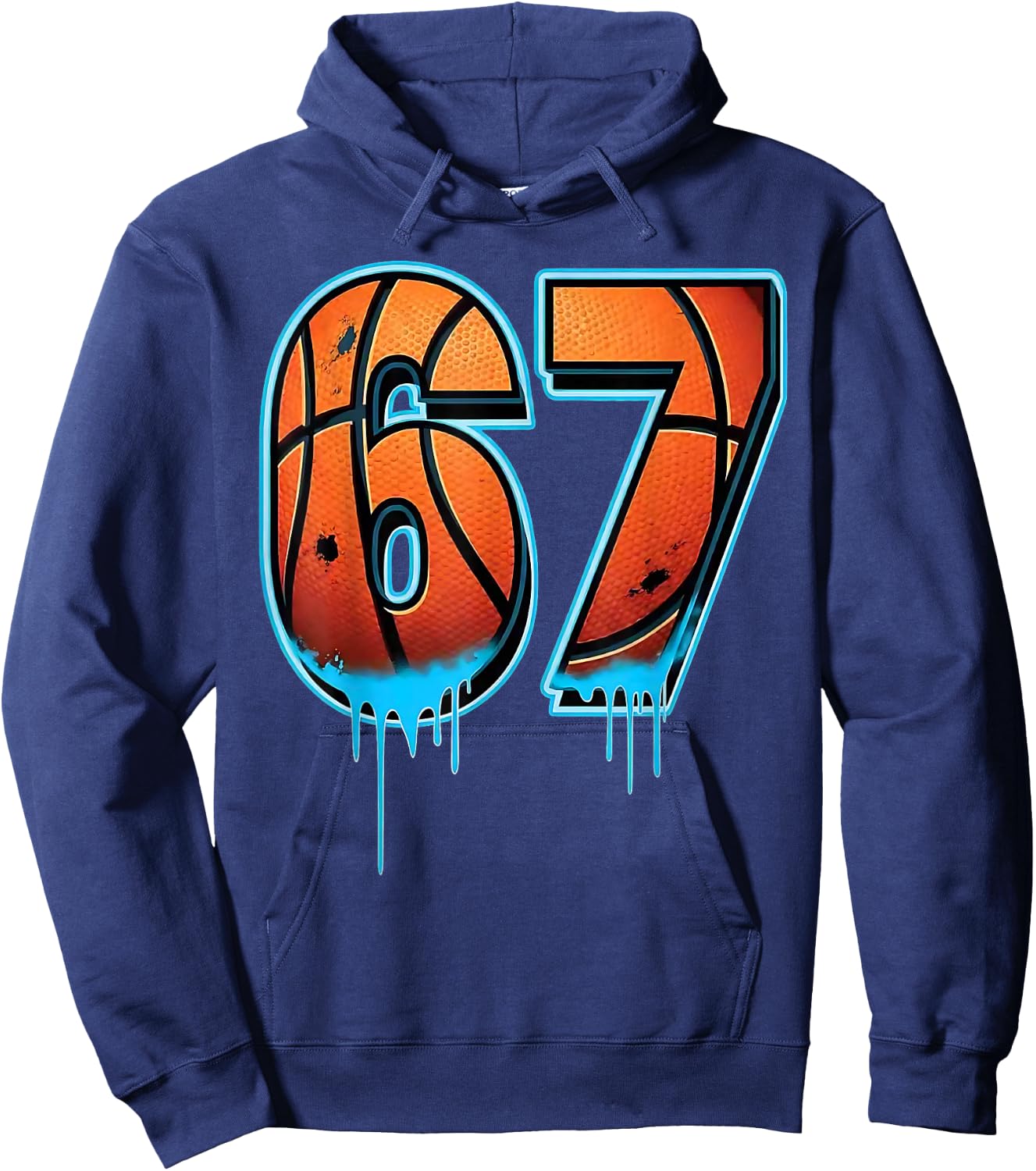 Basketball 67 Six Seven Funny 6 7 Gen Alpha Meme Drip Hoodie - Hoodie | Navy