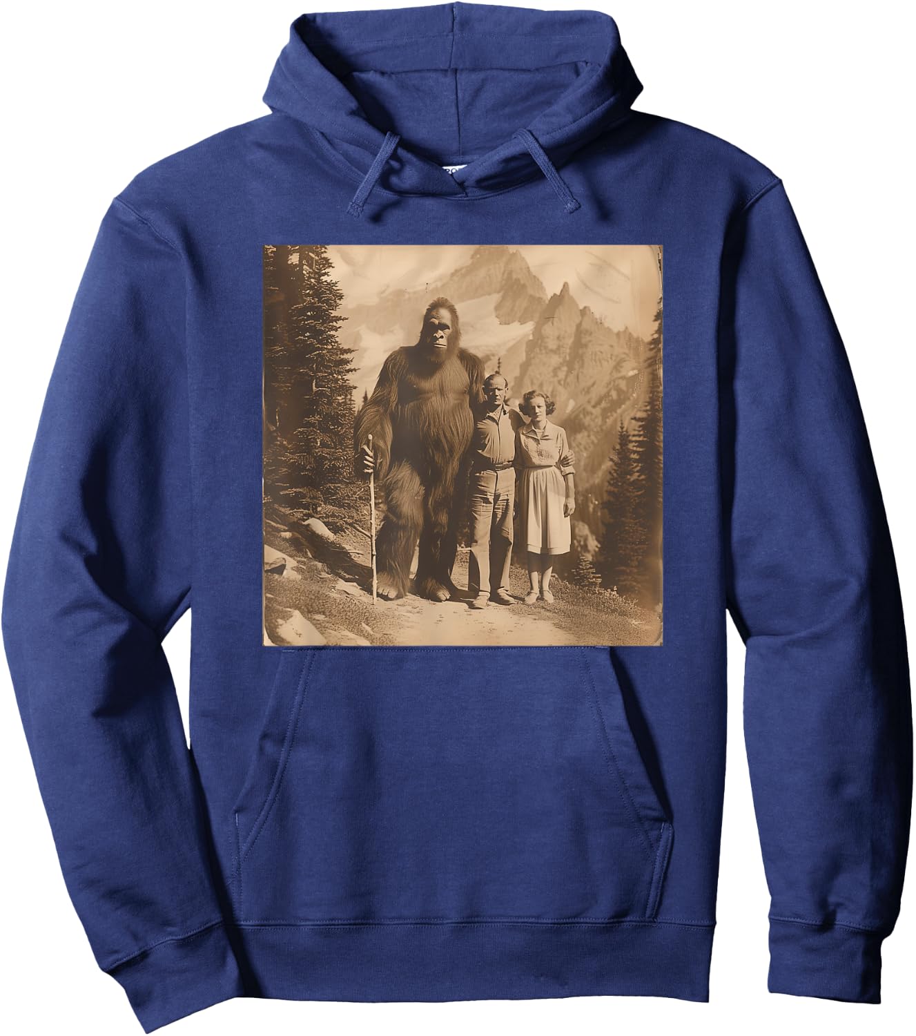 Funny Bigfoot Photo Vintage Hiking Sasquatch Bigfoot Fans Hoodie - Hoodie | Navy