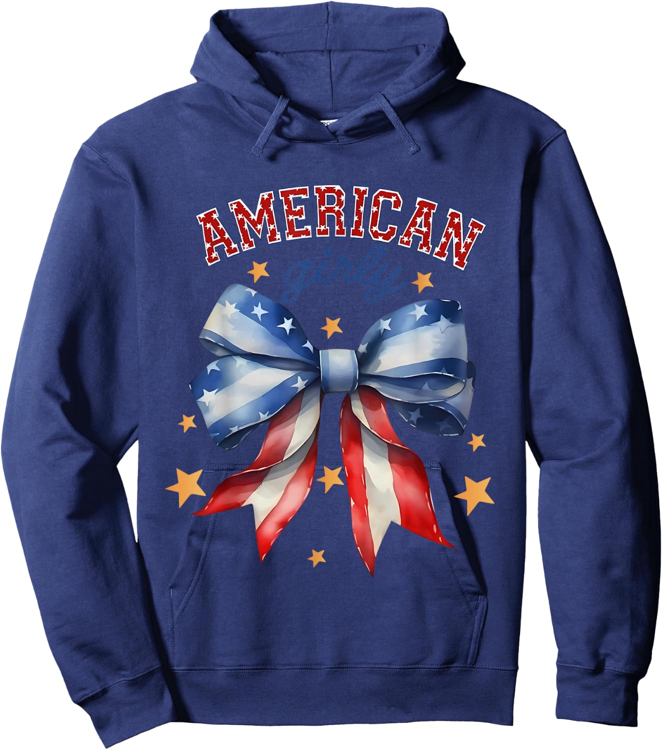 American Girly Coquette Bow 4th of July Flag Women Girls Hoodie - Hoodie | Navy