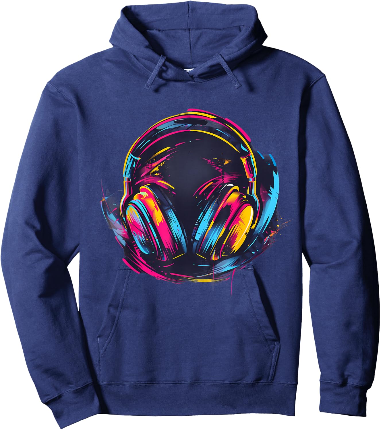 Headphones Music DJ Colourful Music Lover Music Headphones Hoodie - Hoodie | Navy