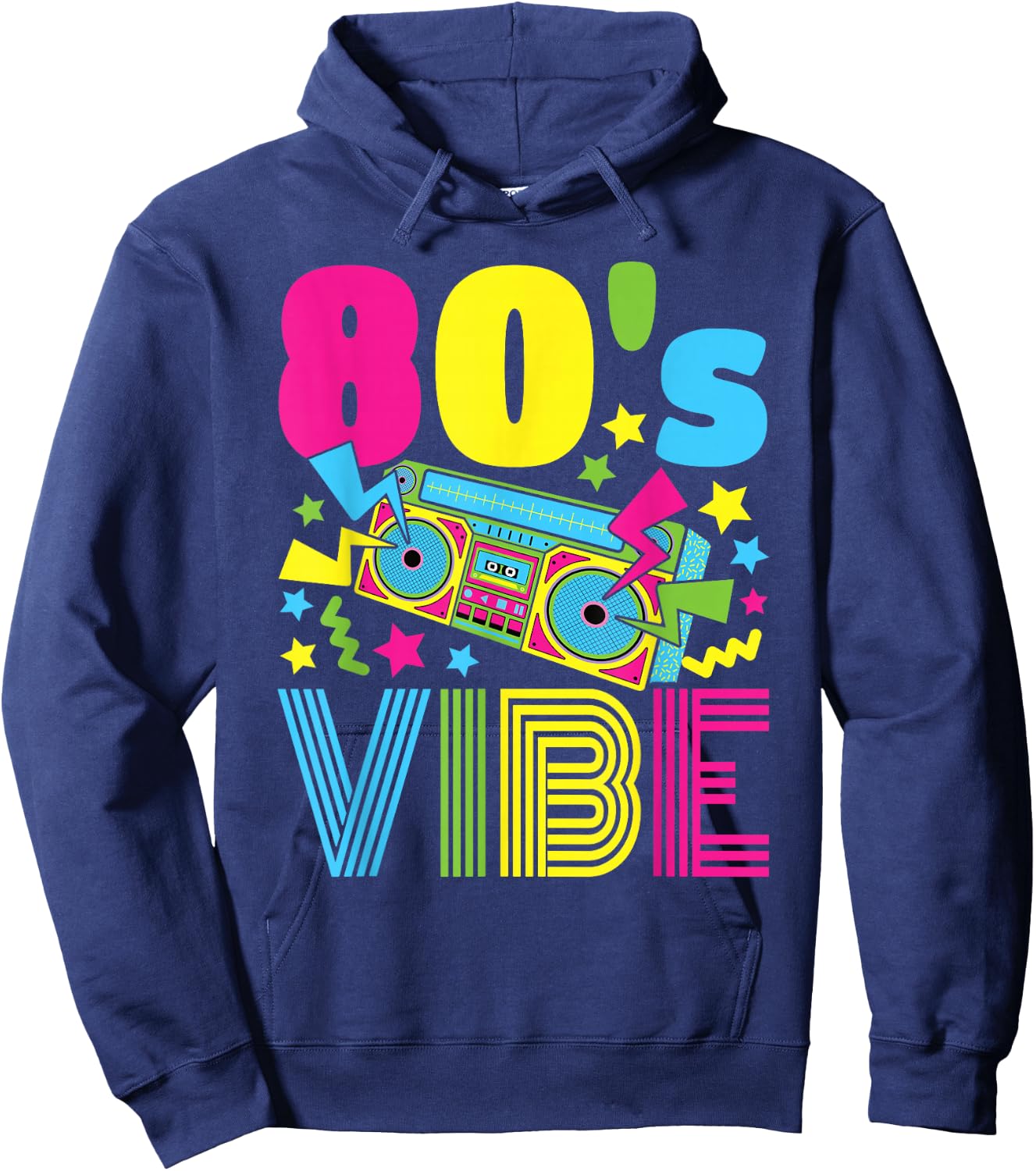 80s Style Clothing Women Boys Girls Kids 80s Vibe 1980s Fashion -Kids Black Short Sleeve Classic Fit Cotton Blend Small Hoodie - Hoodie | Navy