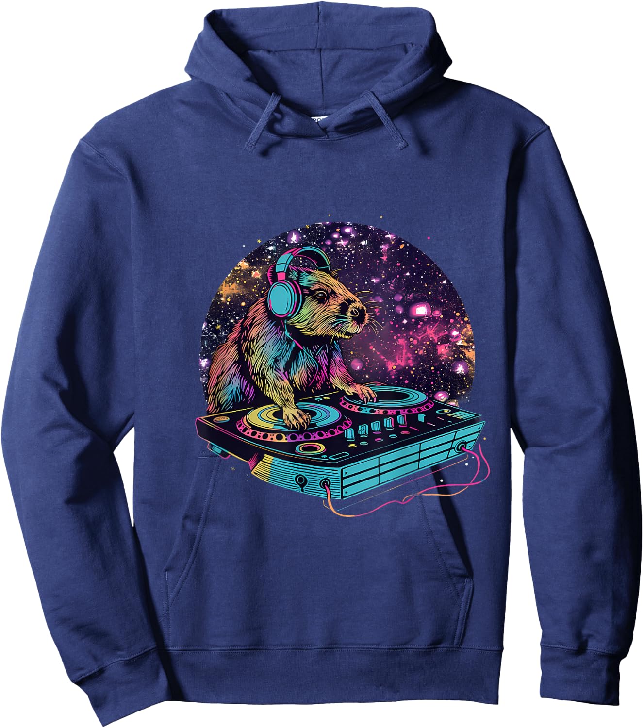 Capybara Music DJ Turntable DJ Capybara Music Producer House Hoodie - Hoodie | Navy