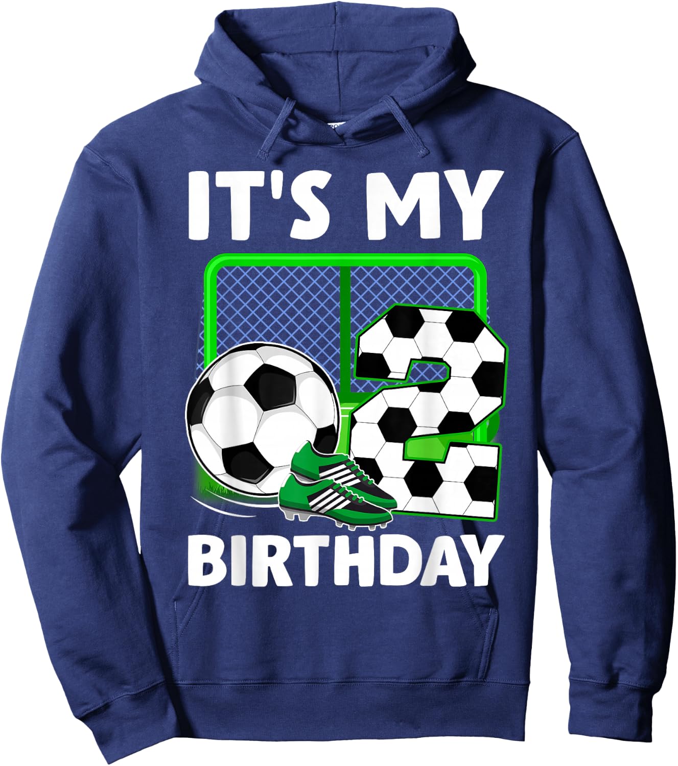 It's My 2nd Soccer Party 2 Year Old Birthday Soccer Boy Hoodie - Hoodie | Navy
