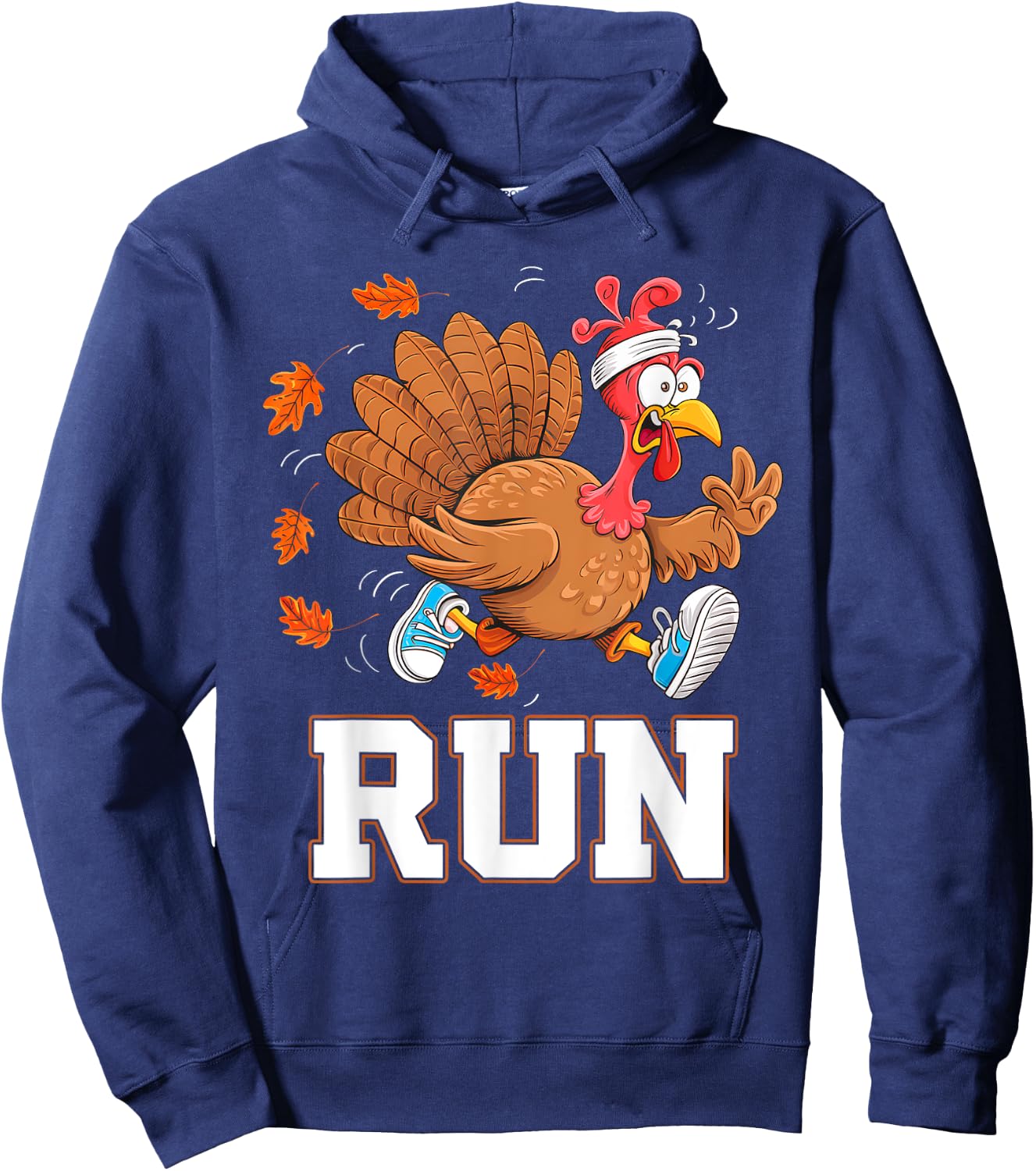 Turkey Run Thanksgiving Running Turkey Trot Costume Hoodie - Hoodie | Navy