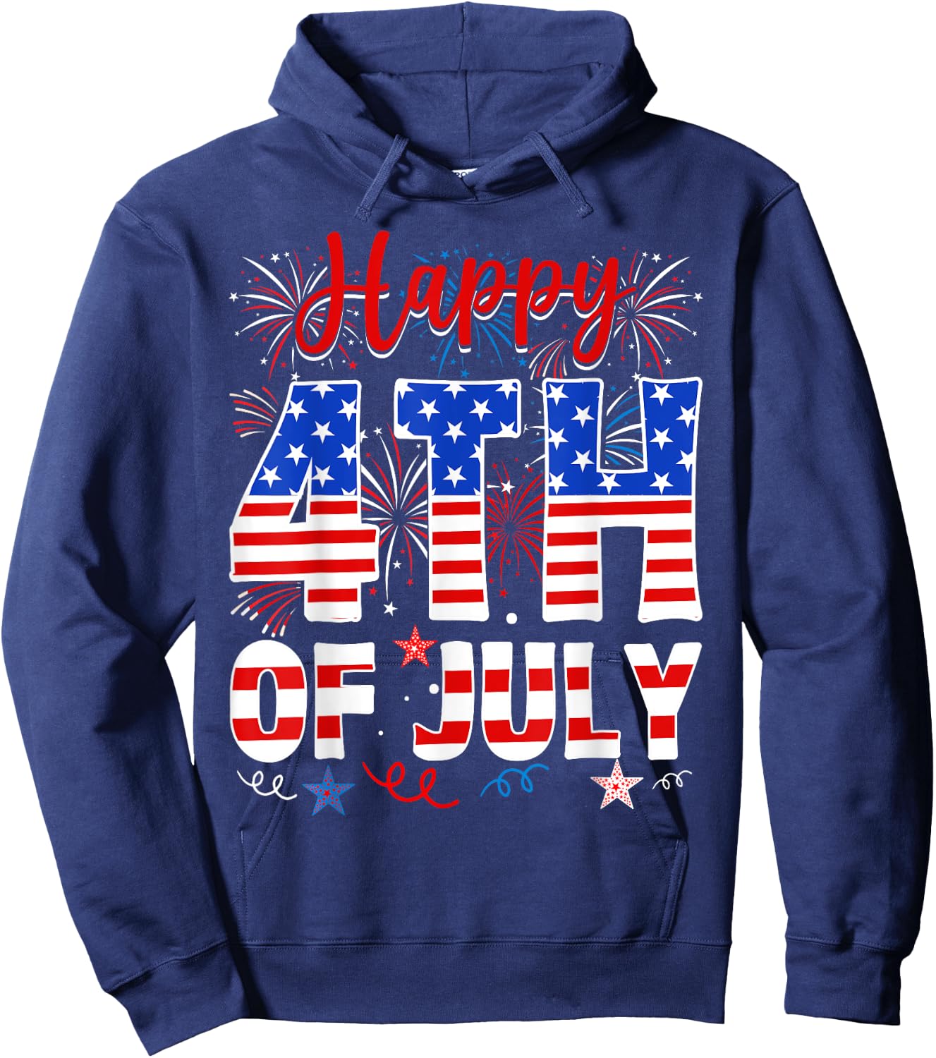 Happy 4th Of July Shirt Fireworks US Flag American Patriotic Hoodie - Hoodie | Navy