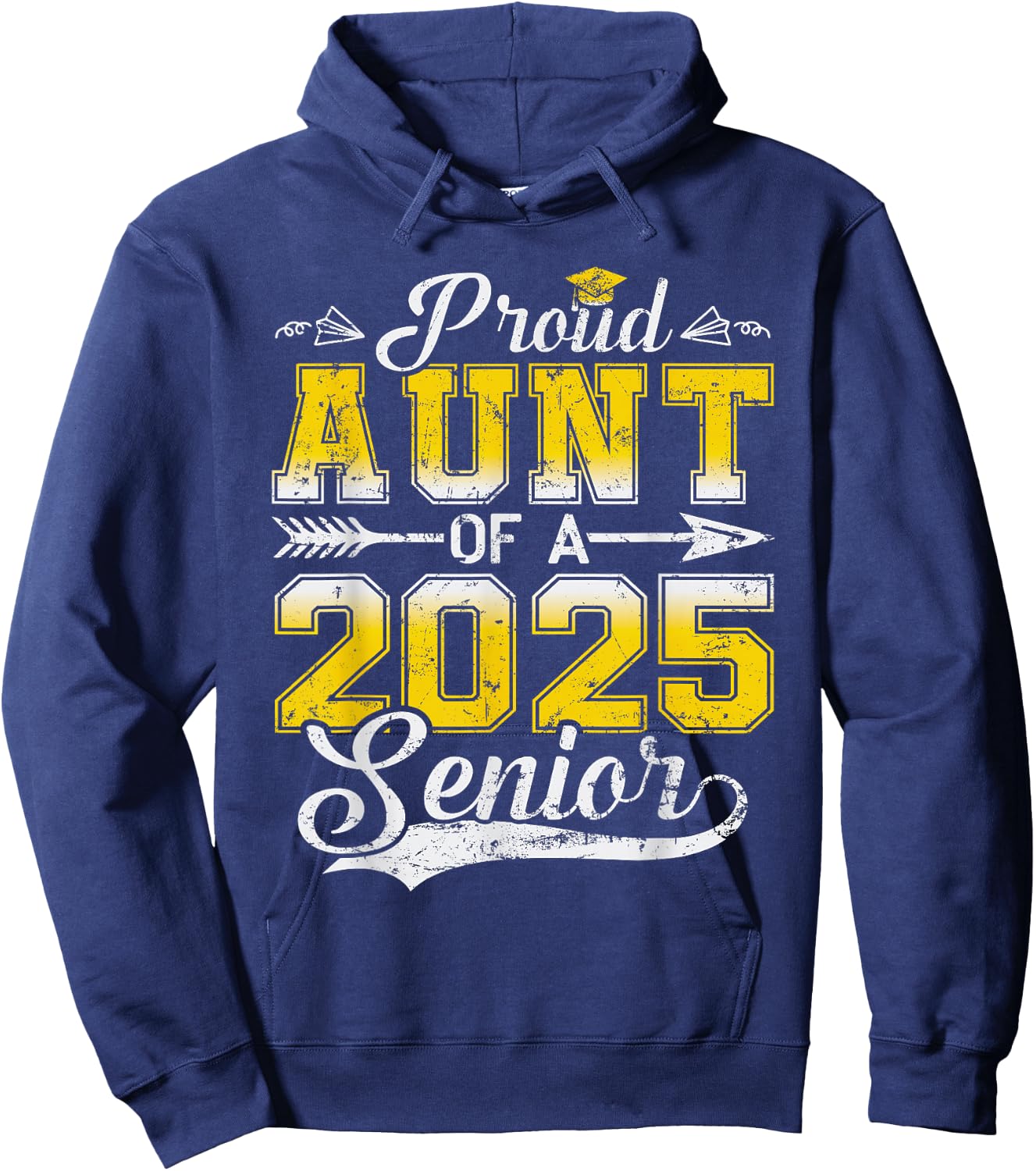 Proud Aunt of a 2025 Senior Graduate, Funny Vintage Hoodie - Hoodie | Navy