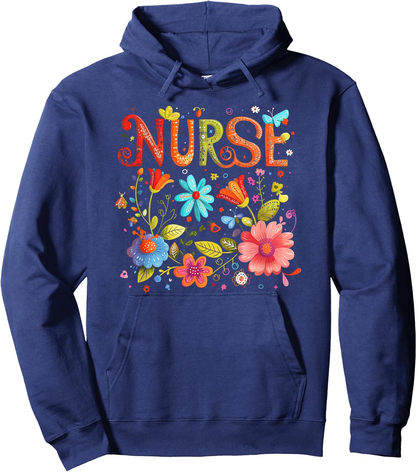 Nurse Easter Health Worker Spring Flowers RN Hoodie - Hoodie | Navy