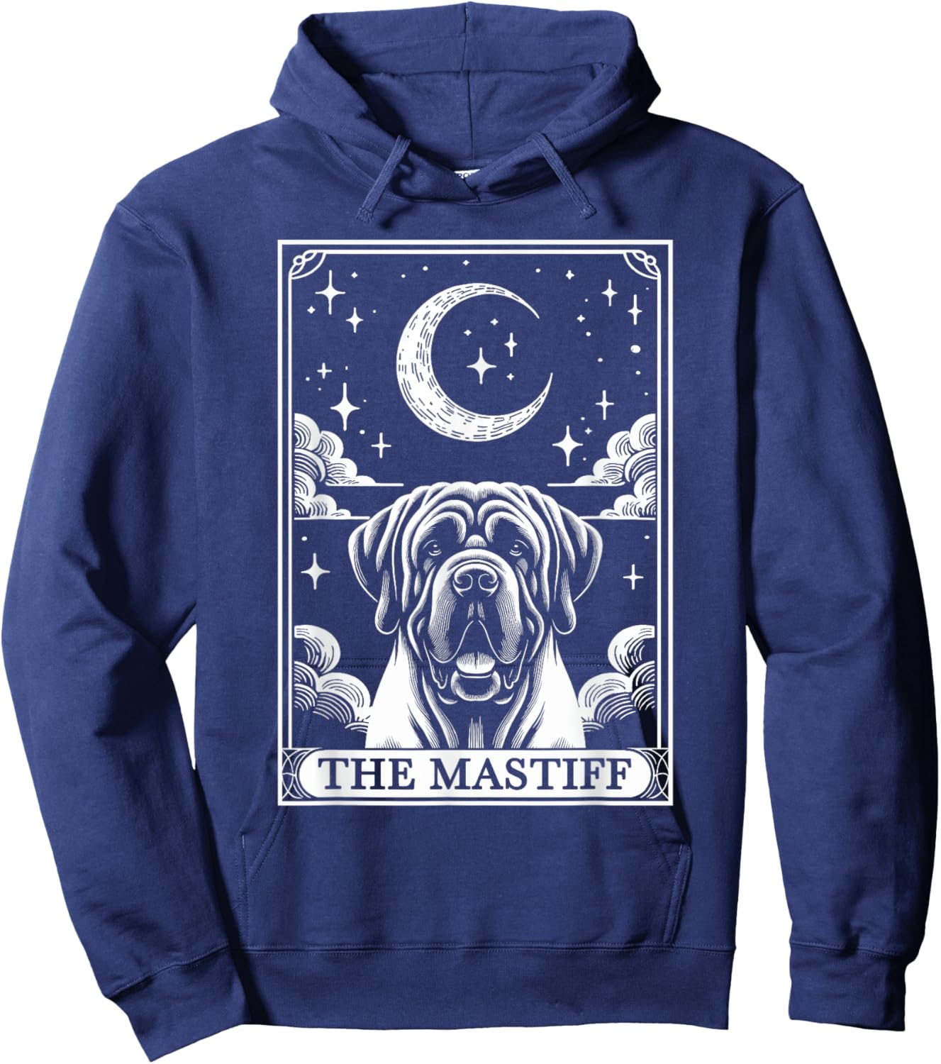 Tarot Card Vintage Crescent Moon English Mastiff Dog Mom Hoodie - Hoodie | Navy