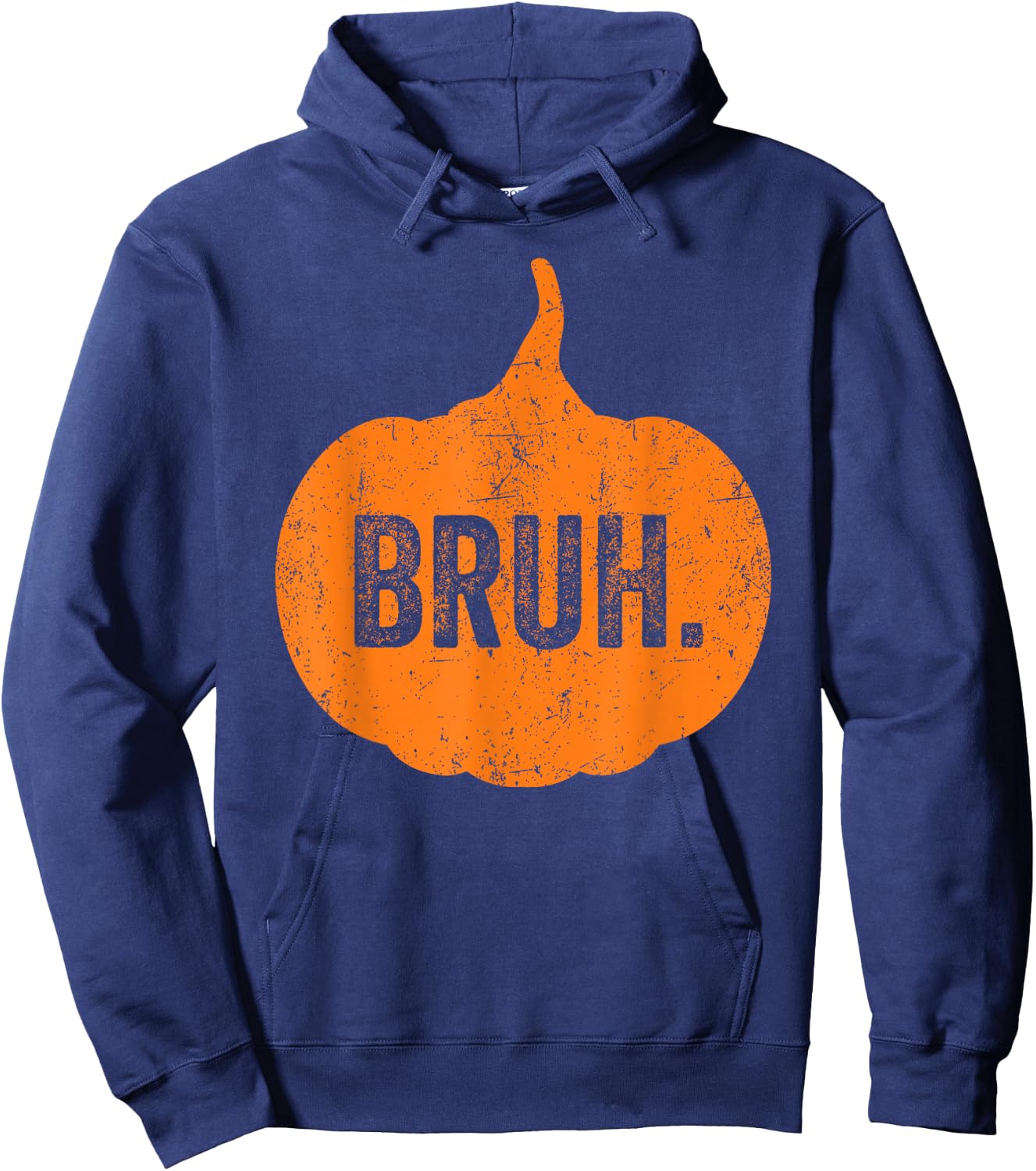 Bruh Meme Pumpkin Funny Halloween Teens Boys Kids Men Hoodie - Hoodie | Navy
