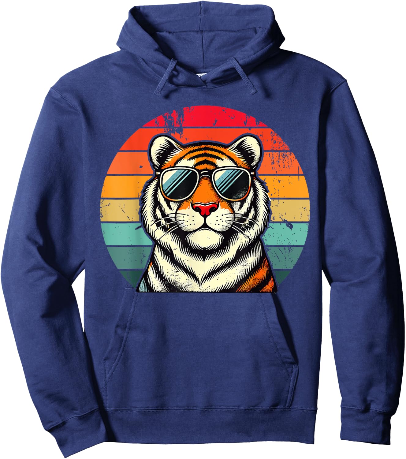 Retro Tiger in Sunglasses Men Women Kids Novelty Funny Tiger Hoodie - Hoodie | Navy