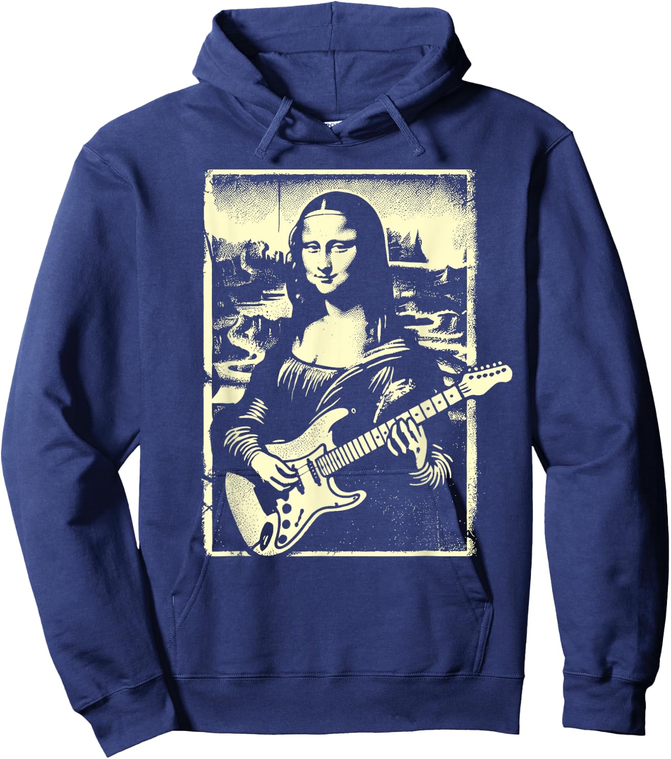 Mona Lisa Guitar Music Teacher Novelty Funny Electric Guitar Men Women Girls Kids Hoodie - Hoodie | Navy