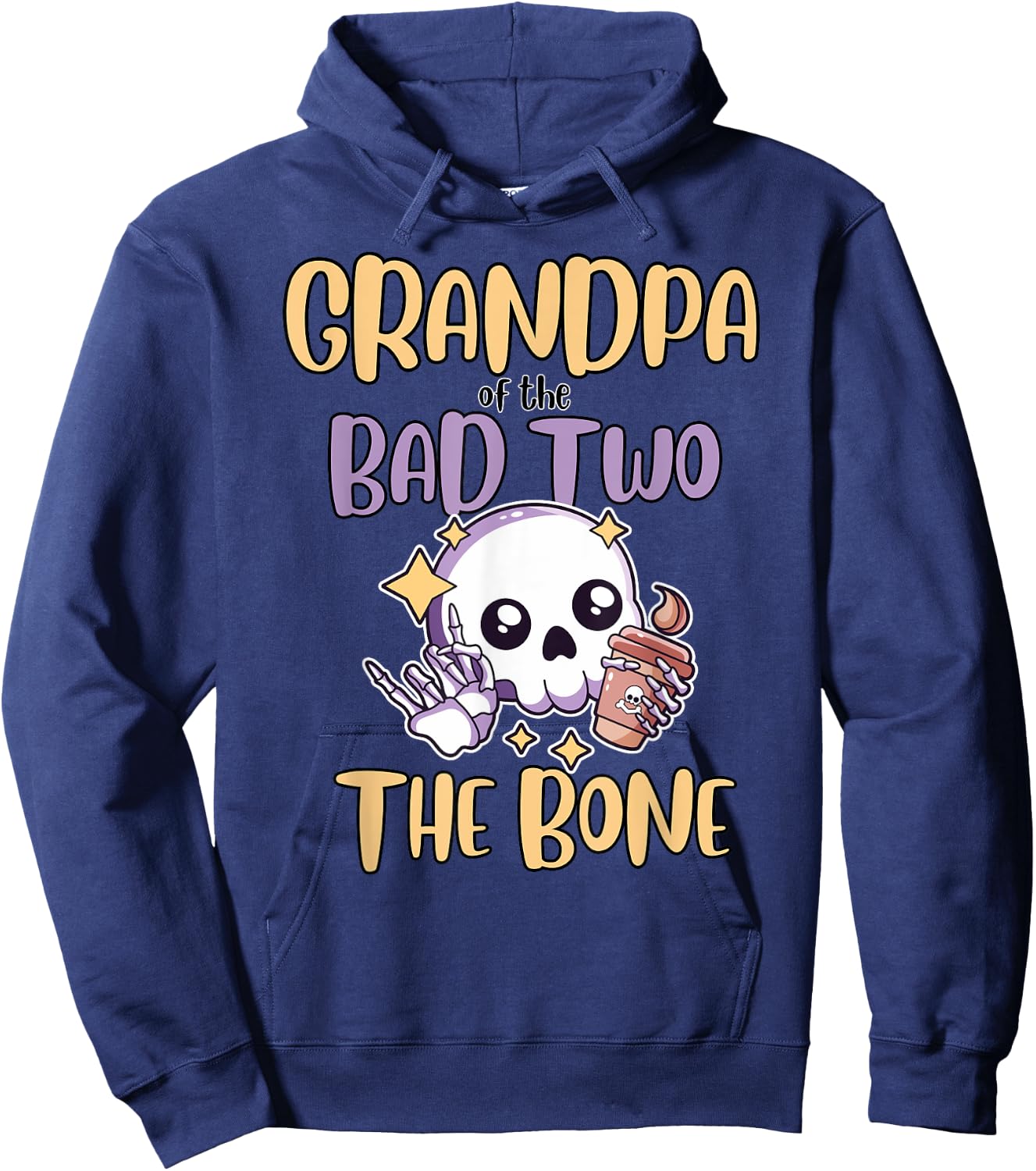 Grandpa of the Bad Two The Bone 2nd Birthday Party Outfit Hoodie - Hoodie | Navy