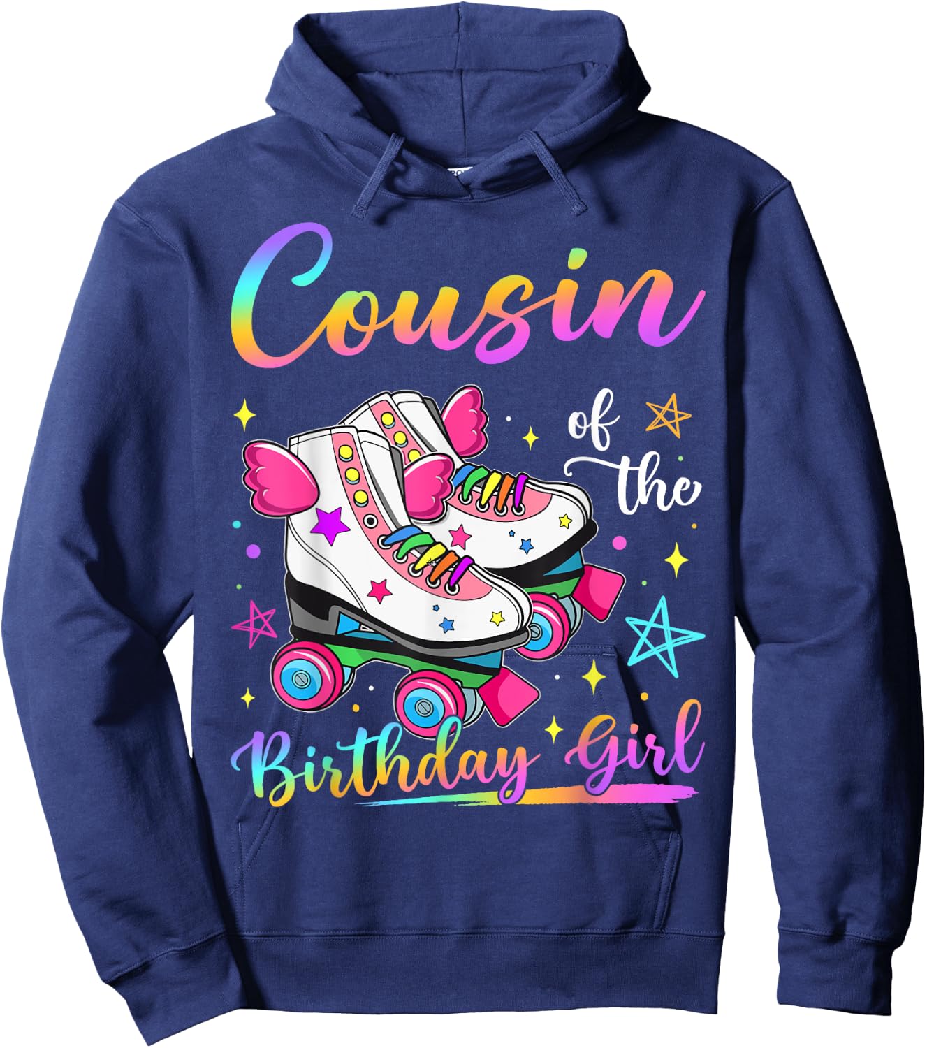 Cousin Of The Birthday Girl Rolling Skate Family Matching Hoodie - Hoodie | Navy