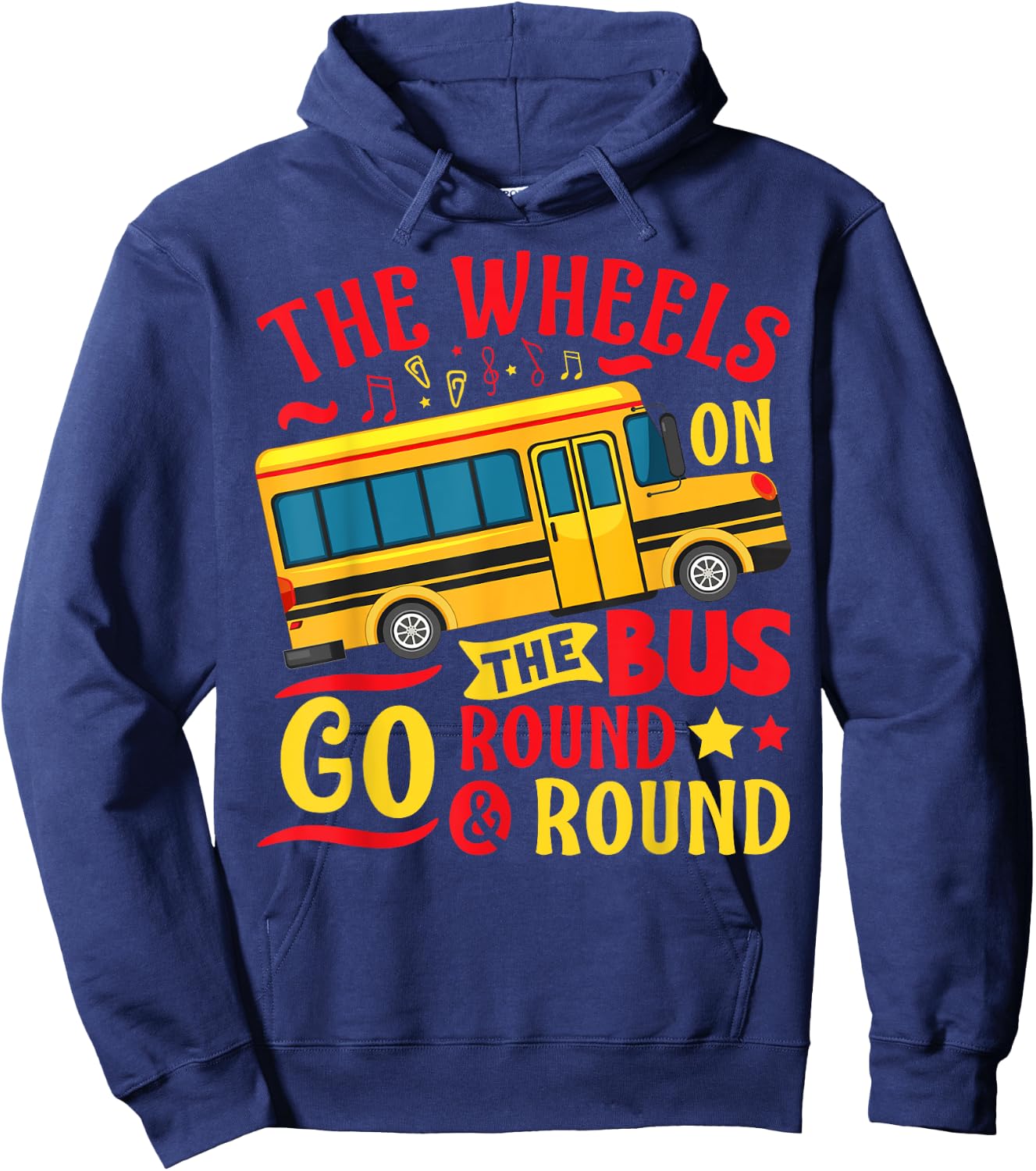 The Wheels On The Bus Go Round & Round Preschool Music Hoodie - Hoodie | Navy
