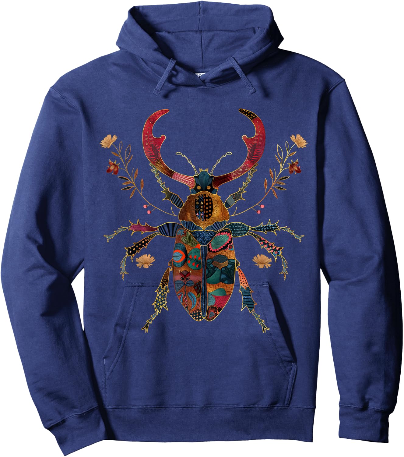 Deer Beetle Flowers Insects Beetle Tattoo Entomology Hoodie - Hoodie | Navy