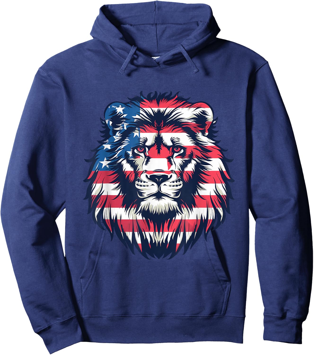 Fourth Of July Vintage Patriotic Lion American Flag USA Hoodie - Hoodie | Navy