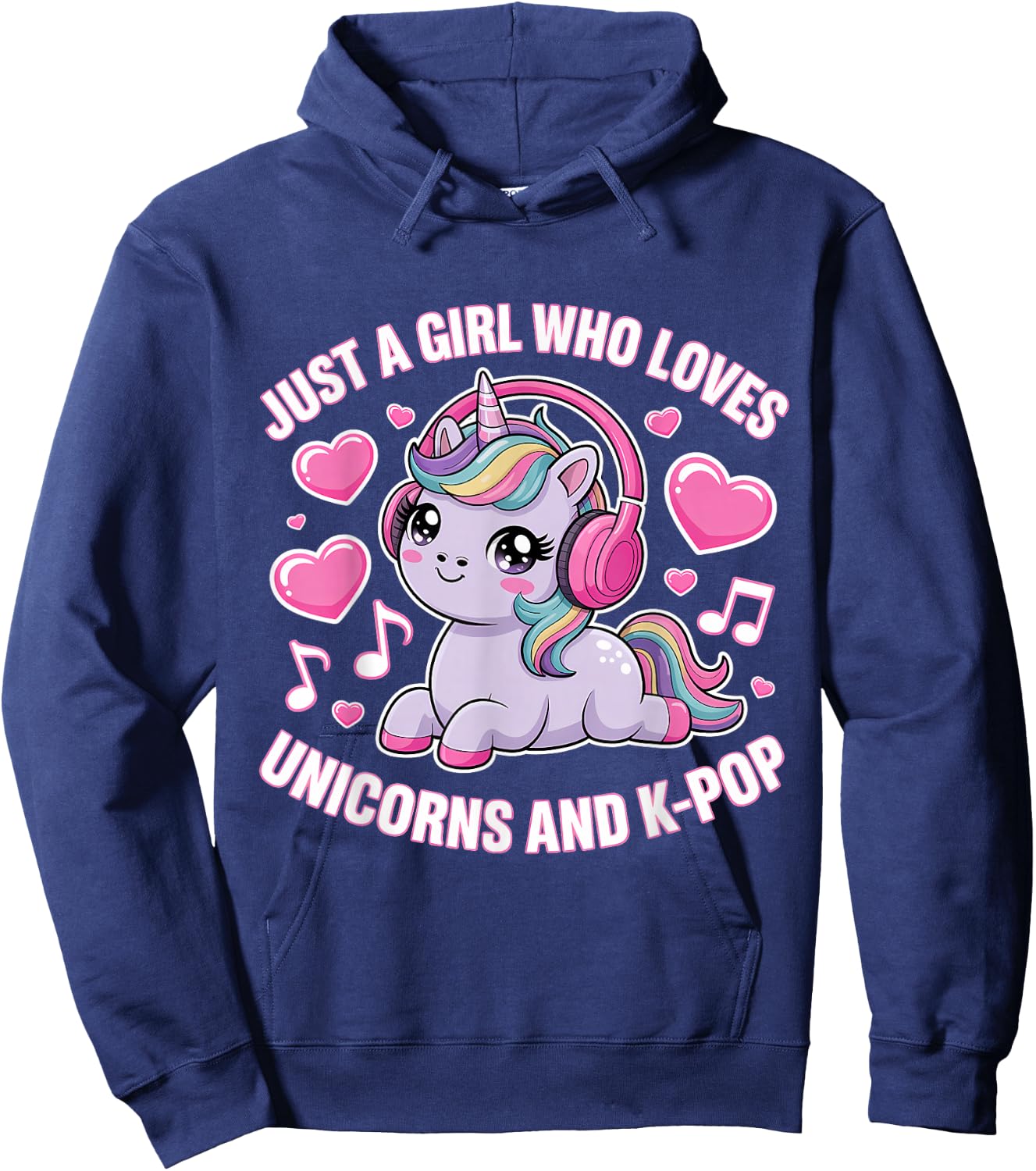 Just A Girl Who Loves Unicorns and K-Pop Girl K Pop Kpop Hoodie - Hoodie | Navy