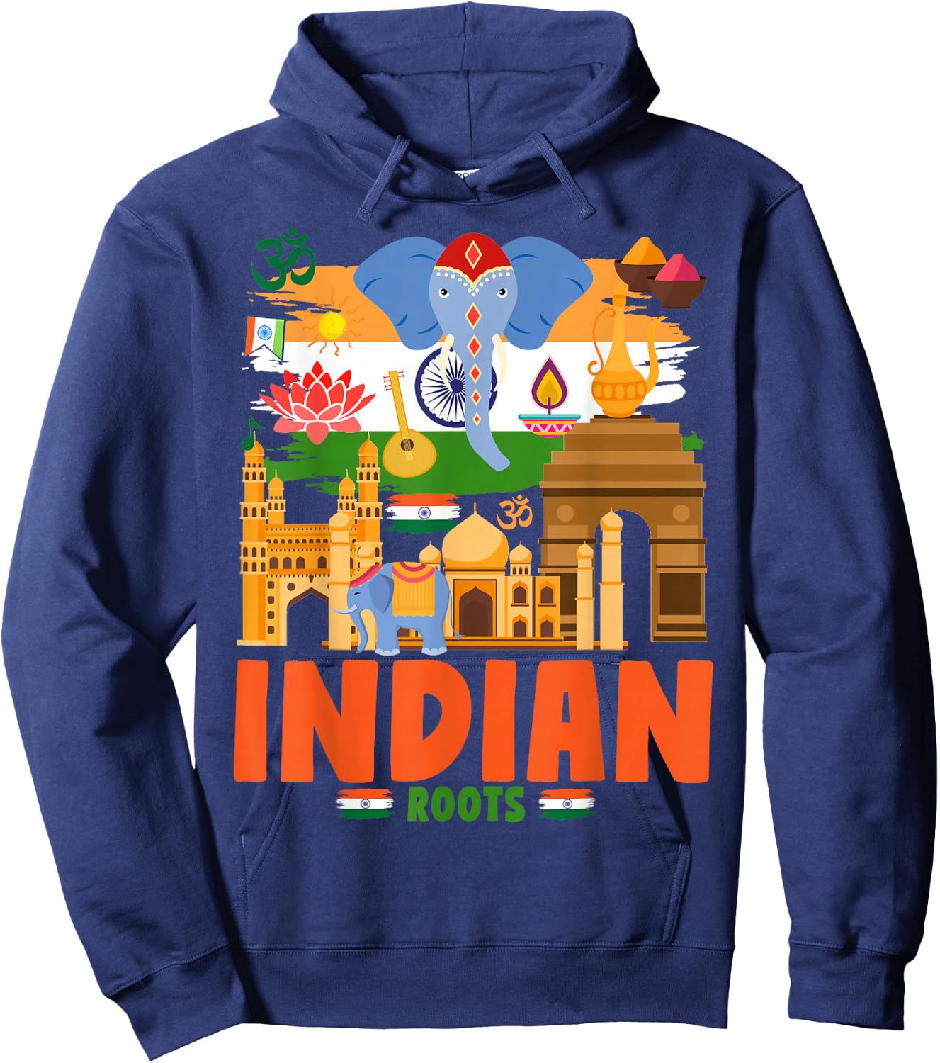 India Flag Outfit Idea for Kids & Elephant Indian Roots Hoodie - Hoodie | Navy