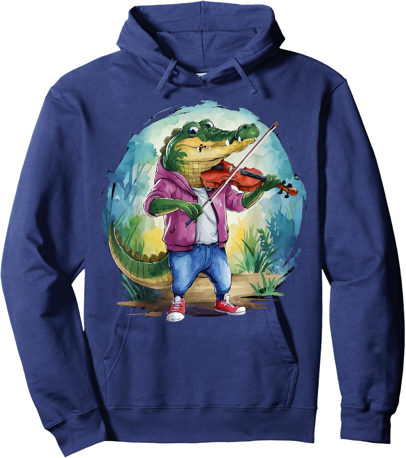 Crocodile Playing Violin Violinis Violin Player Animal music Hoodie - Hoodie | Navy