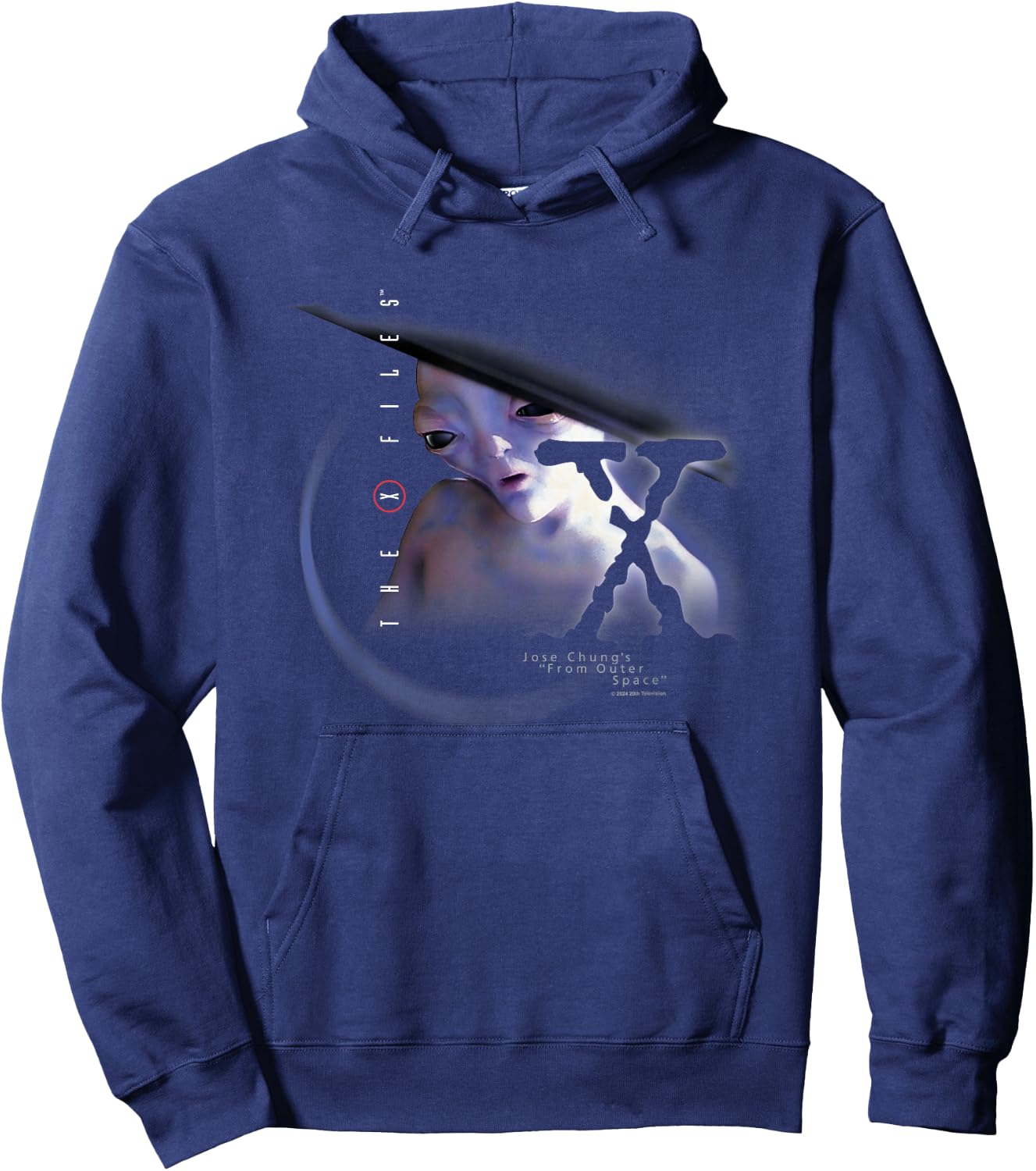 X-Files Jose Chung's From Outer Space Alien Big Chest Poster Hoodie - Hoodie | Navy