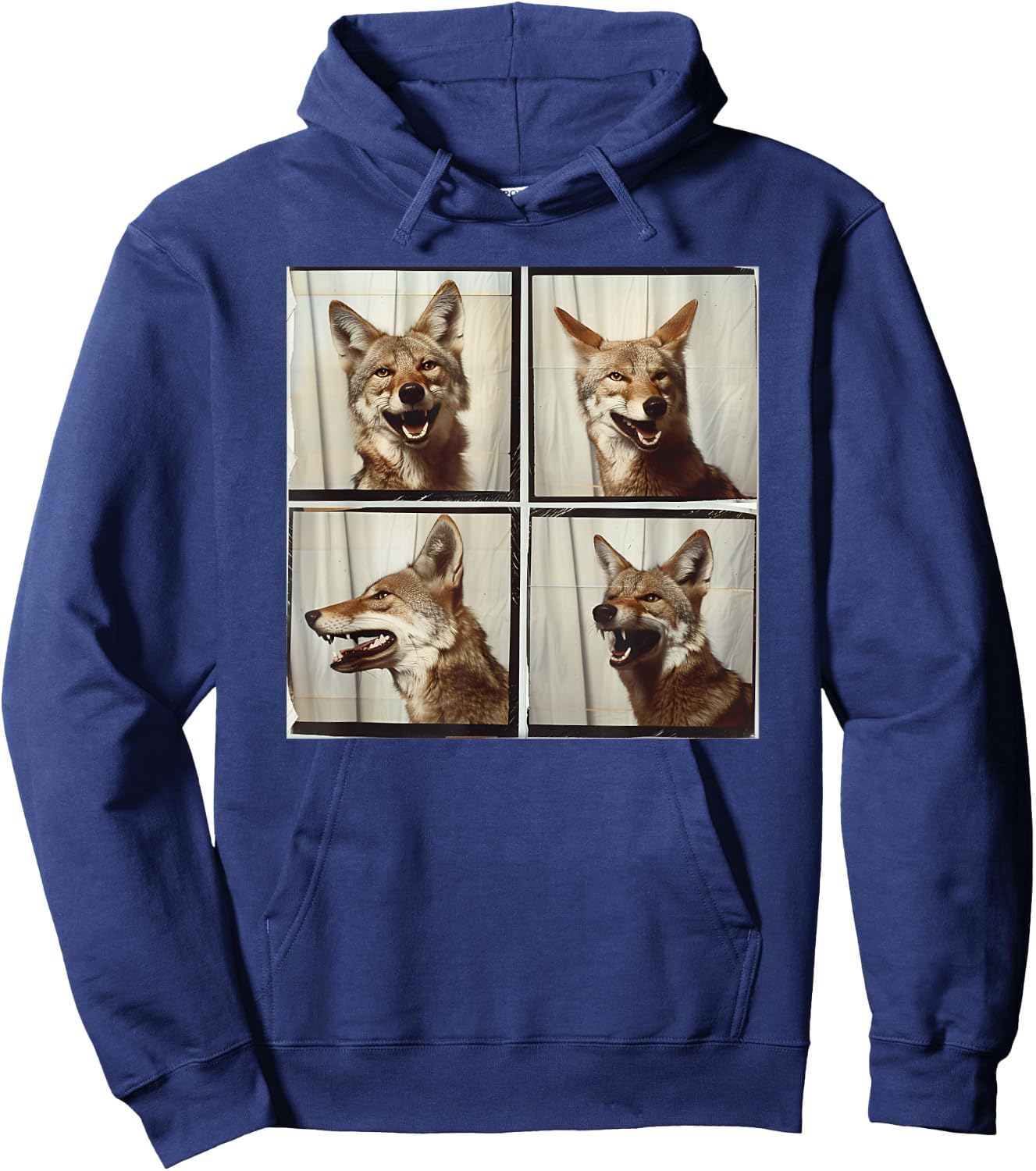 Cool Coyote Wolf Funny Animal Photobooth Smiling Coyote Hoodie - Hoodie | Navy