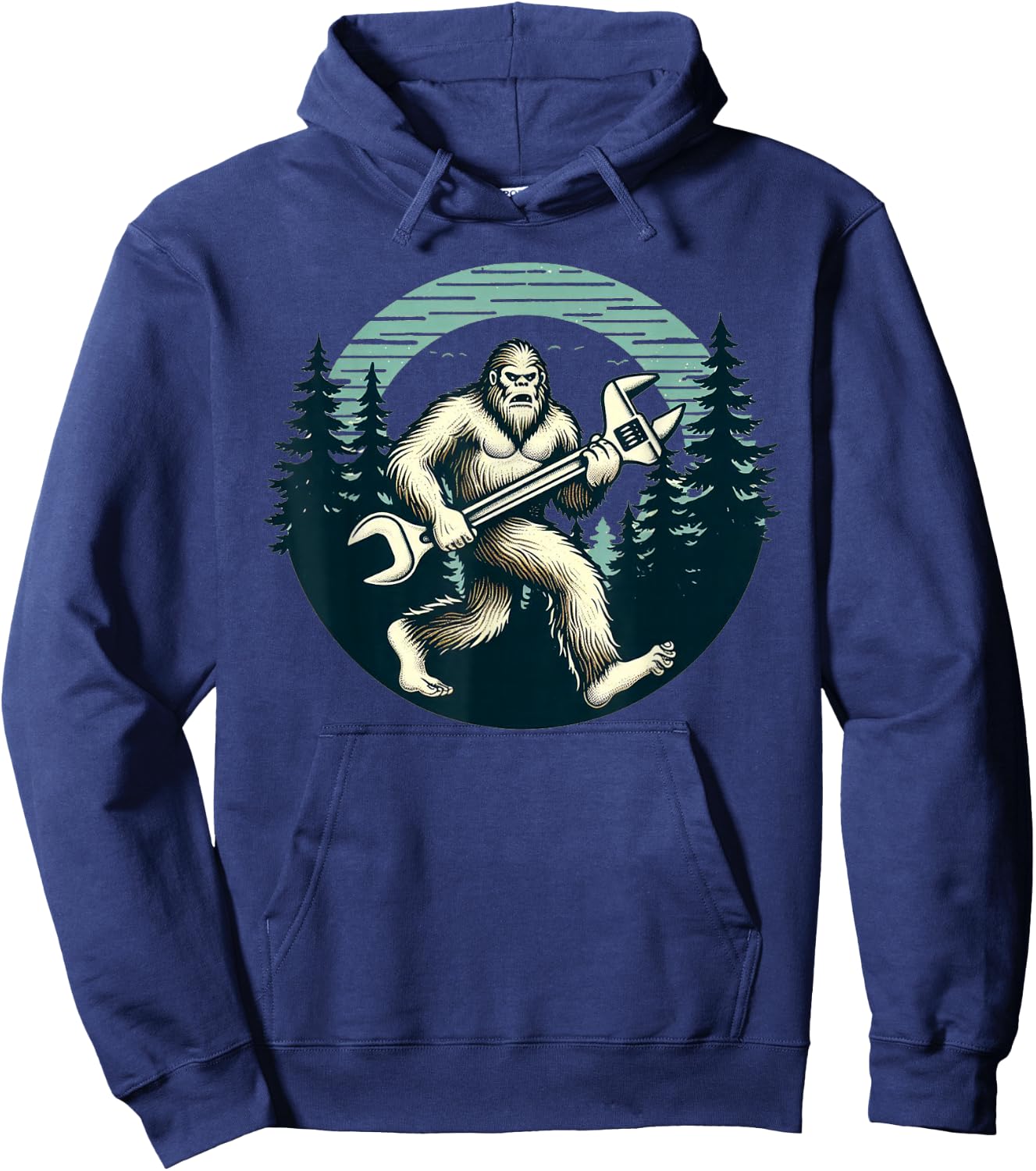 Bigfoot Plumber Pipe Wrench Funny Sasquatch Plumbing Hoodie - Hoodie | Navy