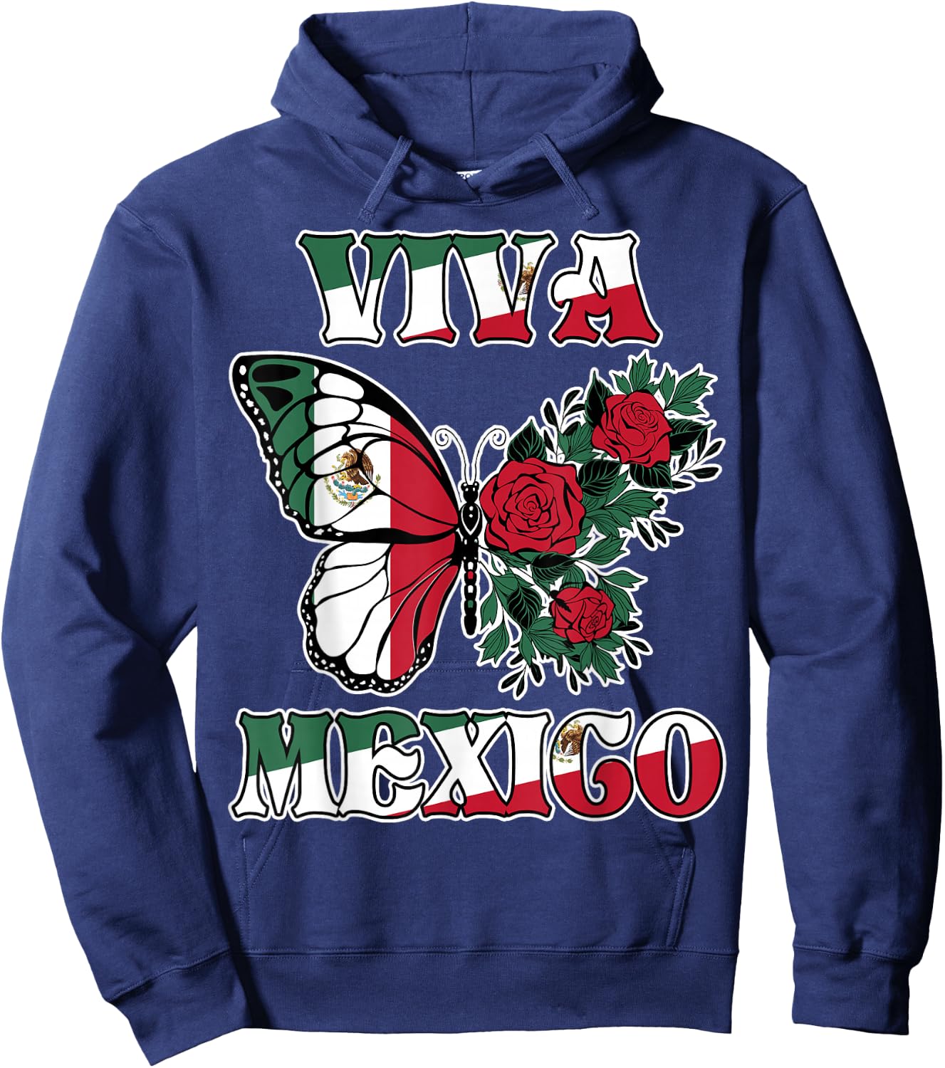 Mexican Independence Day Viva Mexico Butterfly Girls Women Hoodie - Hoodie | Navy