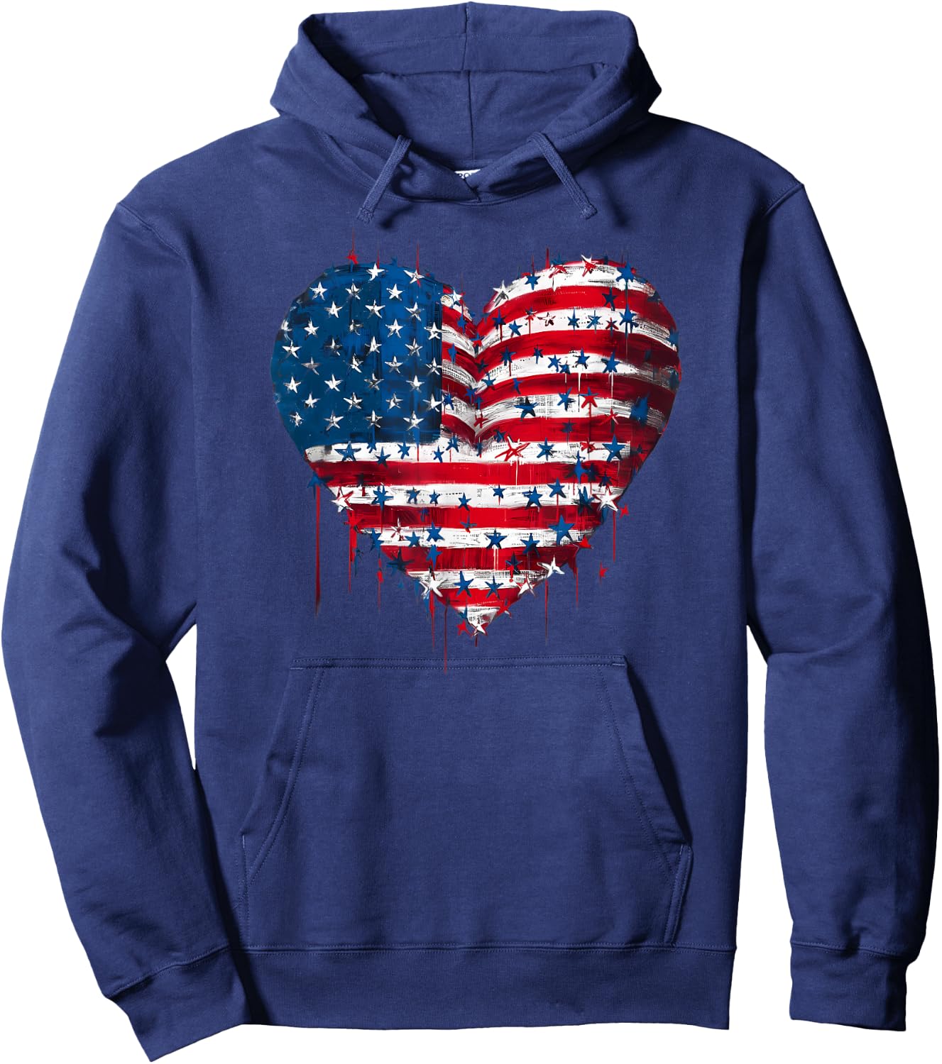 USA Flag Patriotic American Heart Armed Forces 4th of July Hoodie - Hoodie | Navy