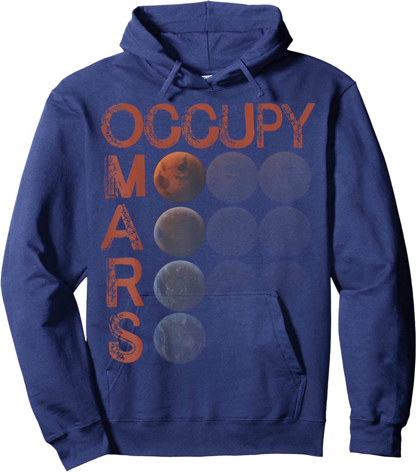 Occupy Mars Shirt Space Planet Science Vintage Astronomy Hoodie - Hoodie | Navy
