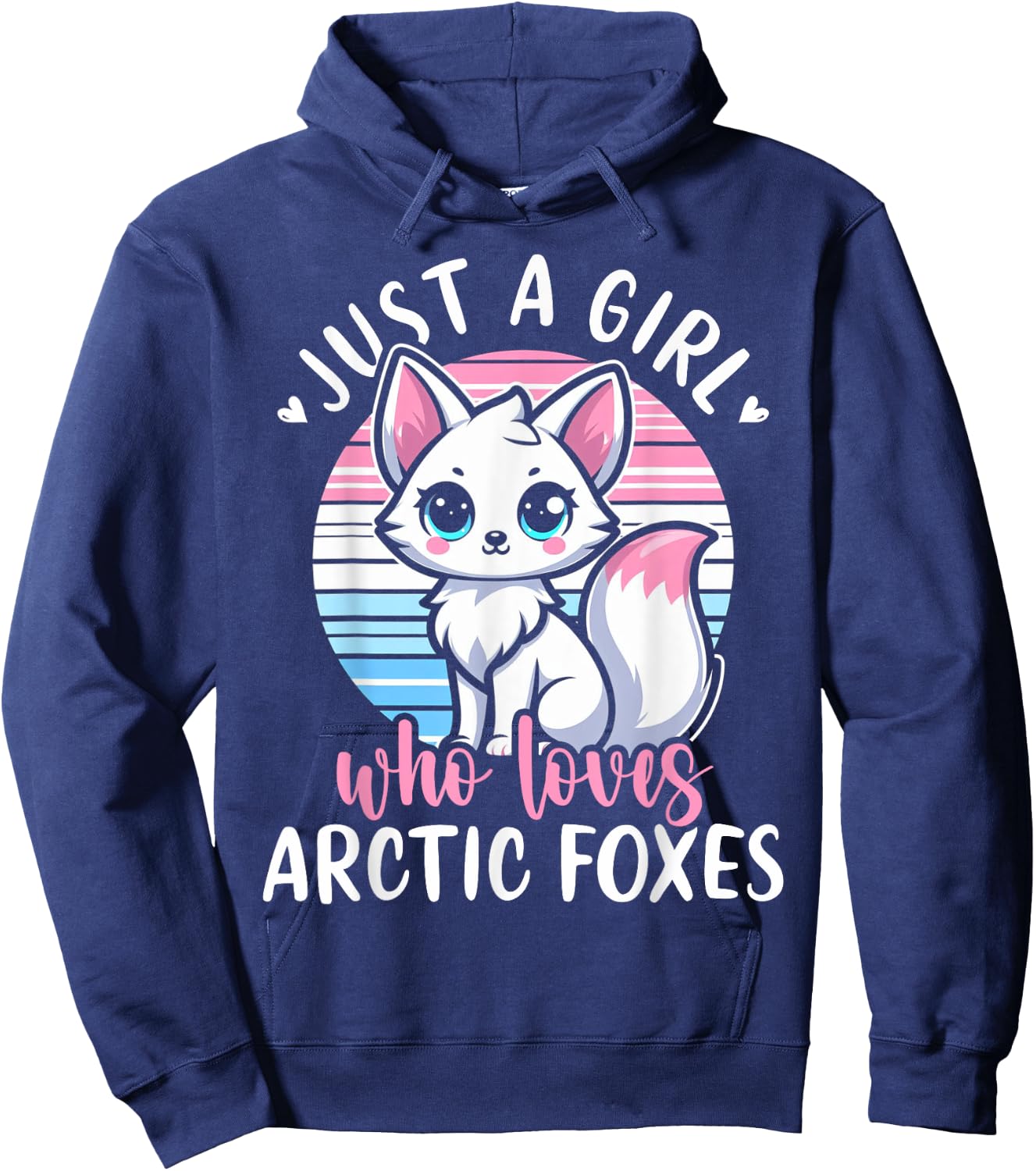 Just A Girl Who Loves Arctic Foxes Cute White Fox Girls Hoodie - Hoodie | Navy